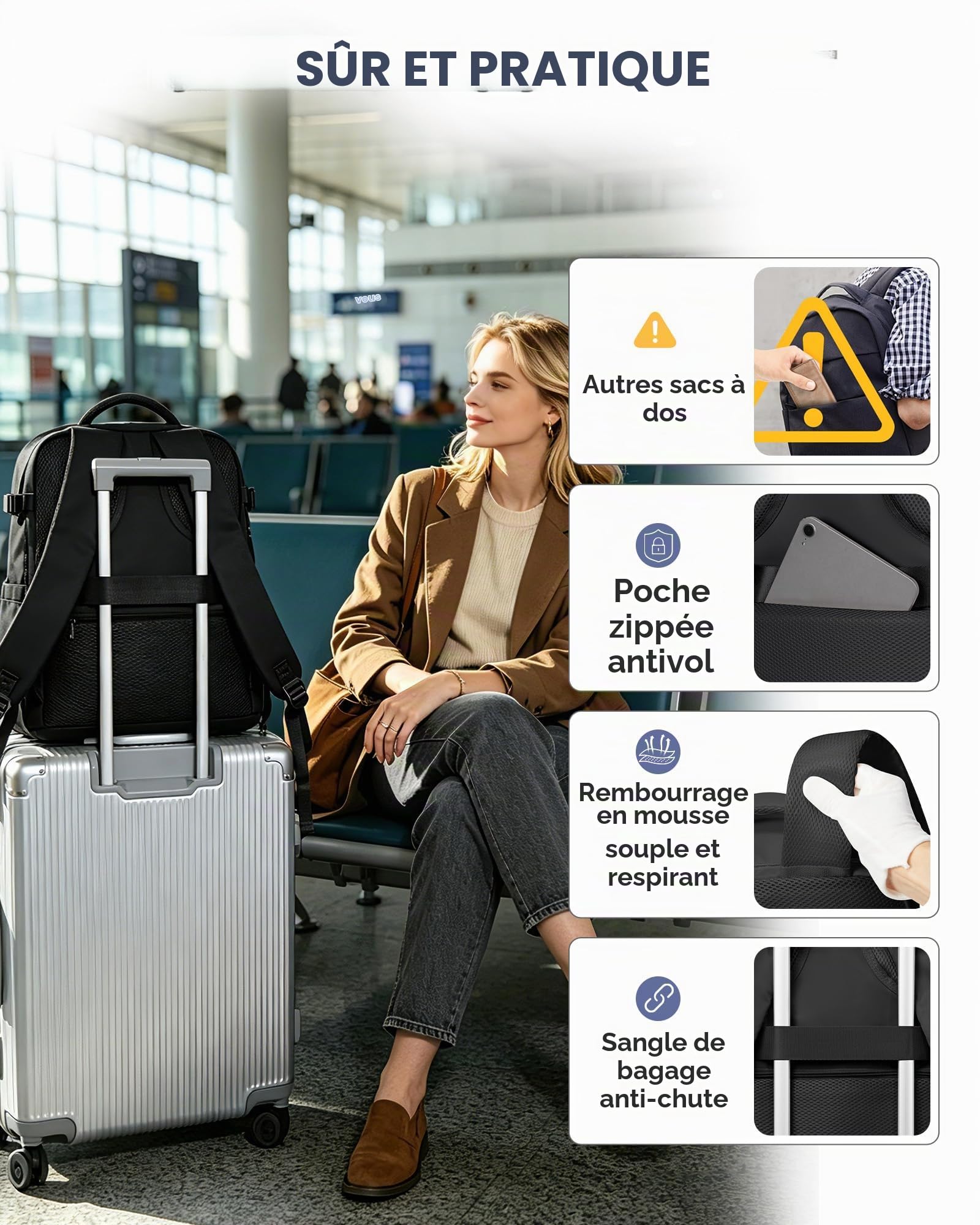 SZSYCN Sac à Dos Ryanair 40x30x20 Compression Sous Vide avec Pompe Bagage Cabine Ryanair Sous Vide Bagage à Main 40x30x20 Wizzair Easyjet Sac à Dos Loisir pour Ordinateur Portable de 16 Pouces