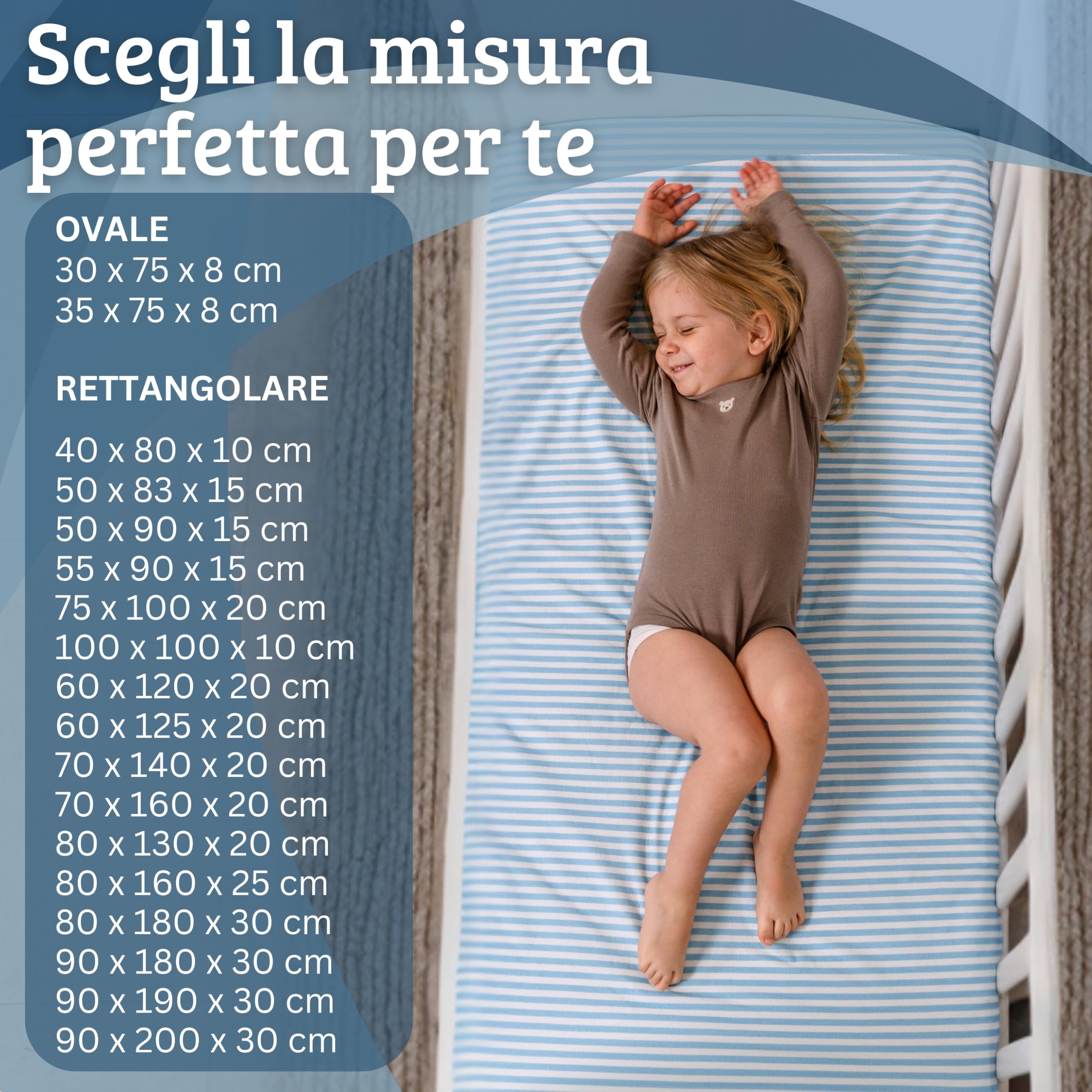 Bisoo Lenzuolo Magico 80x130 1 Leoni + 1 Righe Blu Lenzuolo con Angoli | 2 in 1, Risparmia il Coprimaterasso, Impermeabile, Traspirante, Morbido Cotone Jersey Oeko-Tex