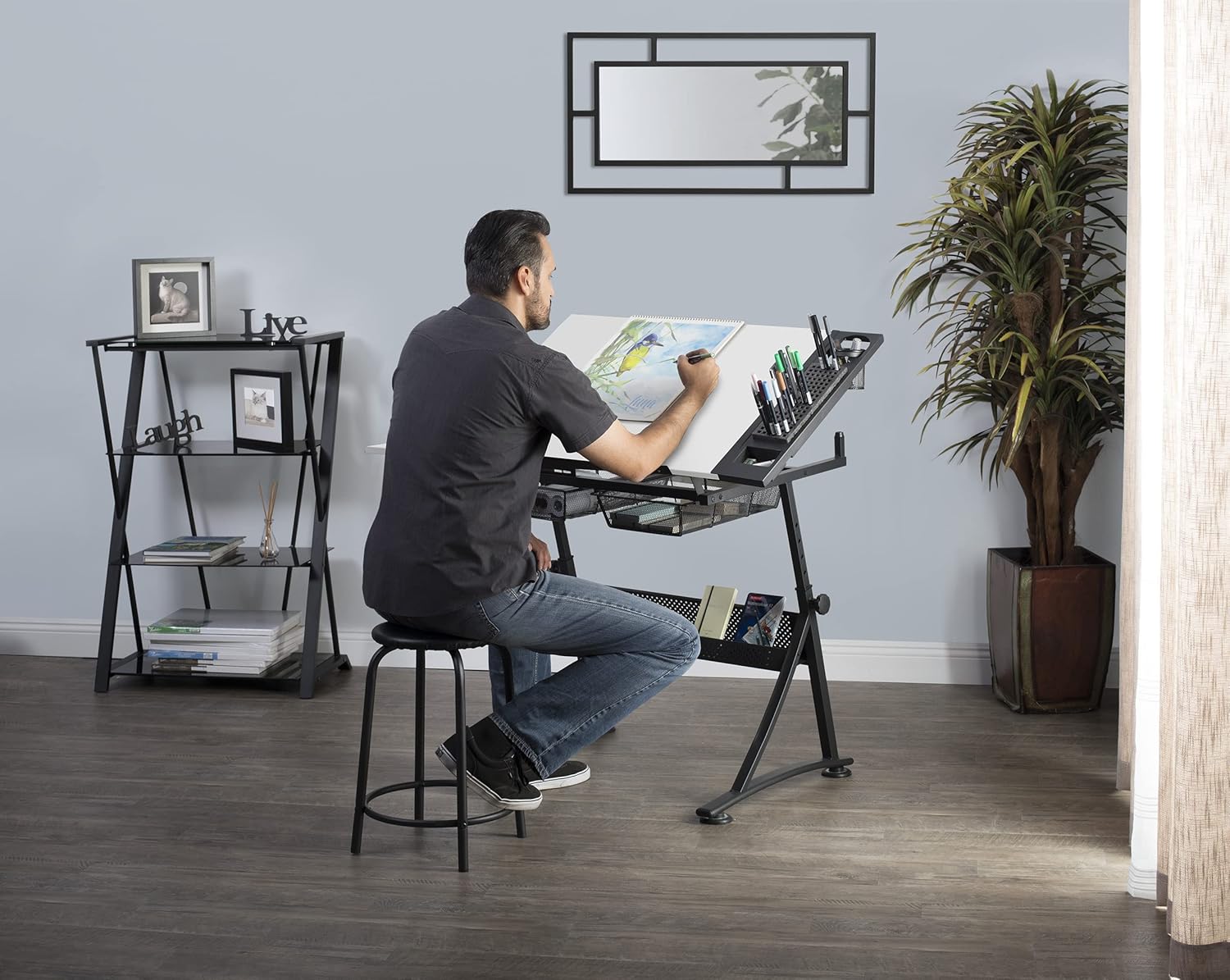 Top Brands Studio Designs Modern Fusion Craft Center with 24 Tray and Stool, Charcoal/White Creative Product Studio Designs Modern Fusion Craft Center with 24 Tray and Stool, Charcoal/White