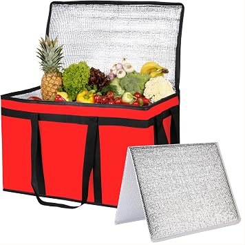 Bodaon Insulated Food Delivery Bag With Hard Bottom, L Pizza Cooler Bags, Rideshare Delivery Bag, Grocery Shopping bag, Thermal Cold/Hot Styrofoam Carrier for Travel/Catering/Car