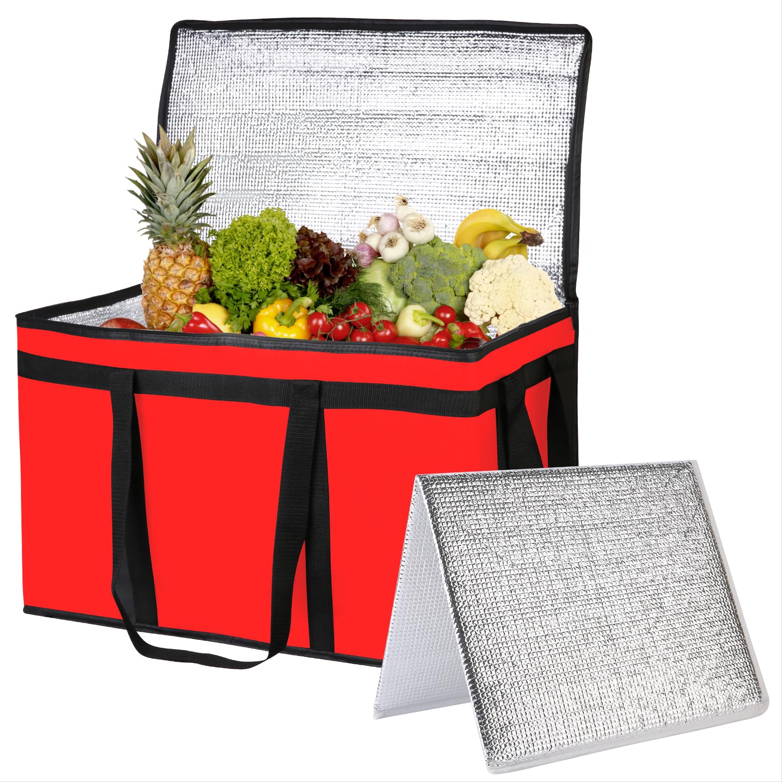 Bodaon Insulated Food Delivery Bag With Hard Bottom, XXXL Pizza Cooler Bags, Rideshare Delivery Bag, Grocery Shopping bag, Thermal Cold/Hot Styrofoam
