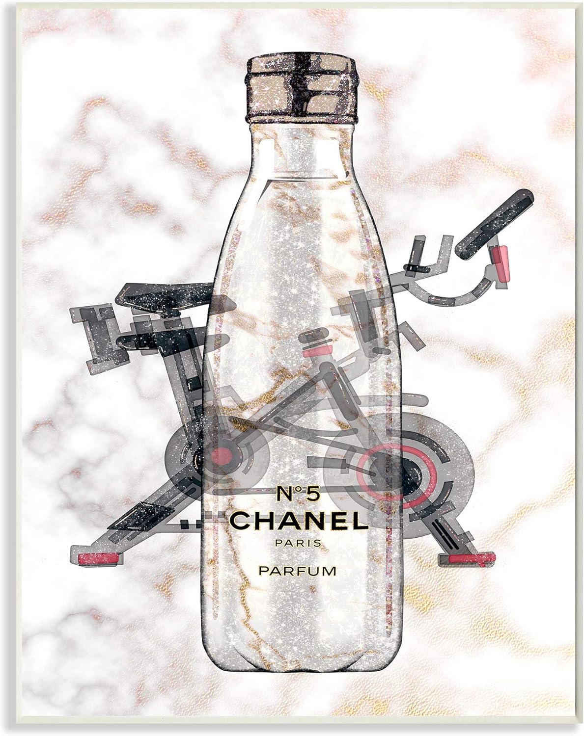 Stupell Industries Athletic Fashion Sports Bottle Exercise Bike Detail, Design by Ziwei Li Wall Plaque, 10 x 15, Off-White