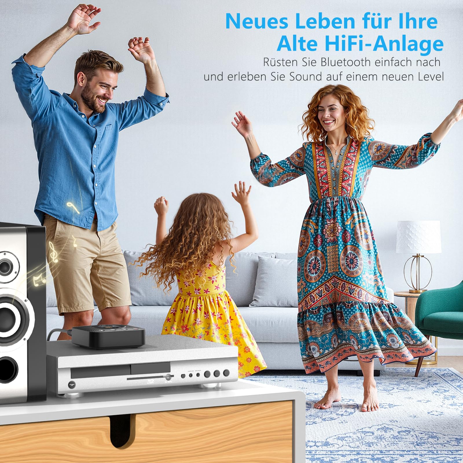 1Mii B06HD+ Hi-Res Bluetooth 5.3 Receiver mit LDAC & aptX HD, Audiophiler DAC & OLED-Display – Kabelloser Audio-Empfänger für Stereoanlage & Lautsprecher (Optisch/Cinch/Koaxial)