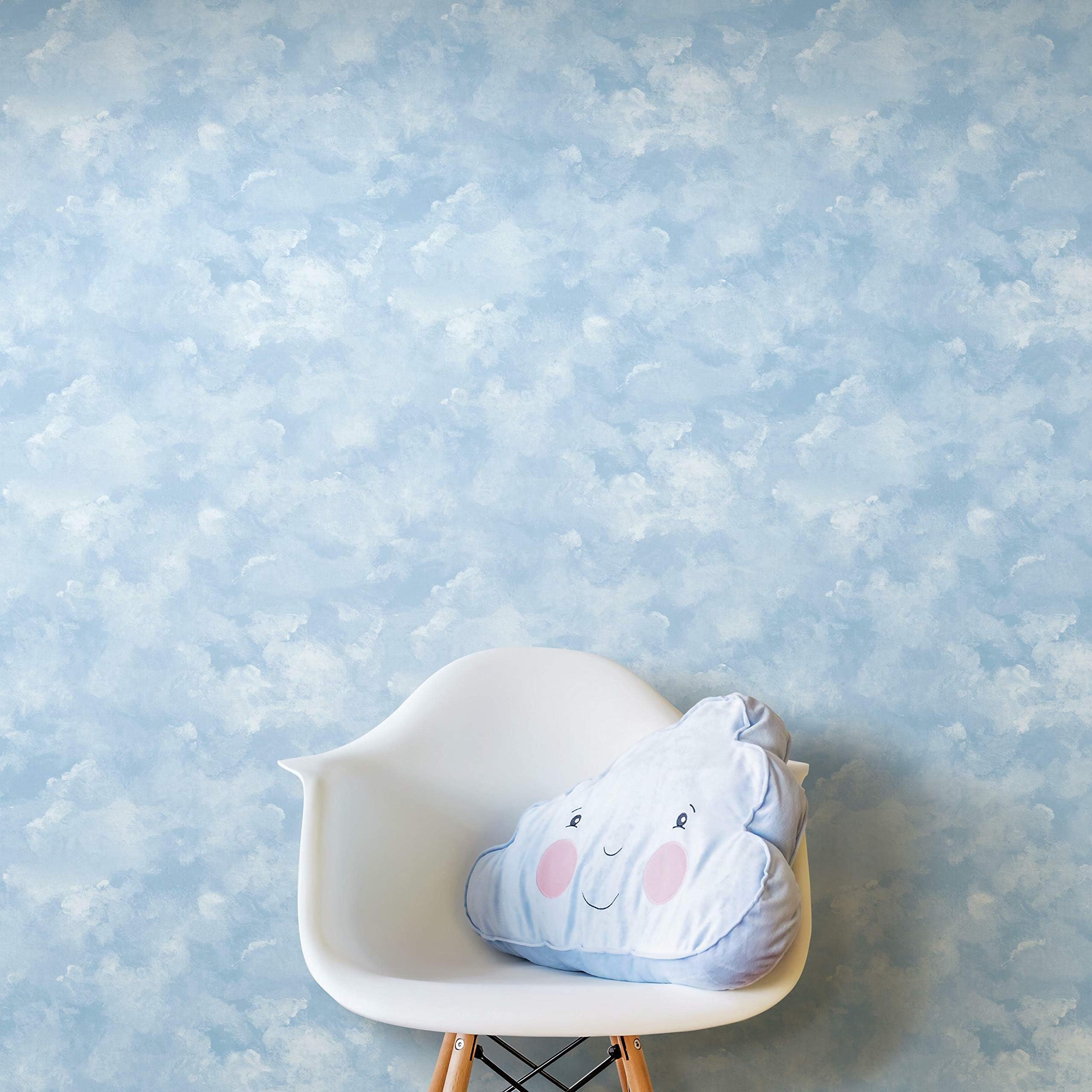 PSW1211RL Blue Atrium Clouds Premium Peel and Stick Wallpaper