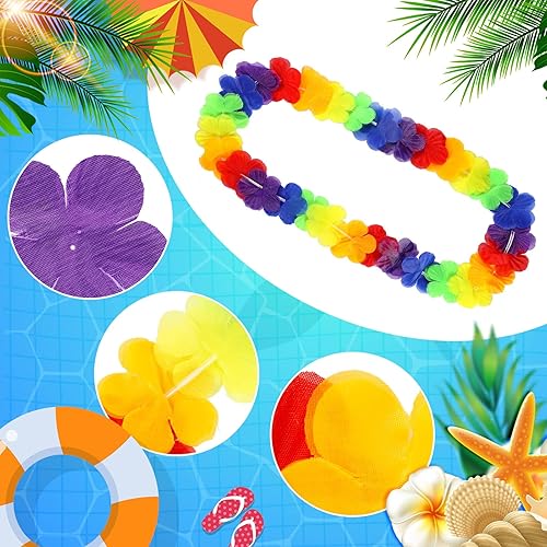 Miniatura 10 de Juego de 36 collares hawaianos de Leis Lei hawaianos tropicales de Hawaii Luau, decoración de fiesta para playa, cumpleaños, graduación, accesorios