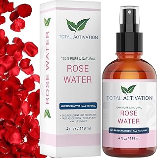 Large 4 oz 100% Pure, Organic Moroccan Rose Water Spray Face Toner, Skin Body Hair Spray, Eye Makeup Remover Alcohol Free ...