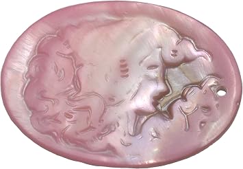 Genuine Carved Pink Shell Lady Cameo 35x22mm