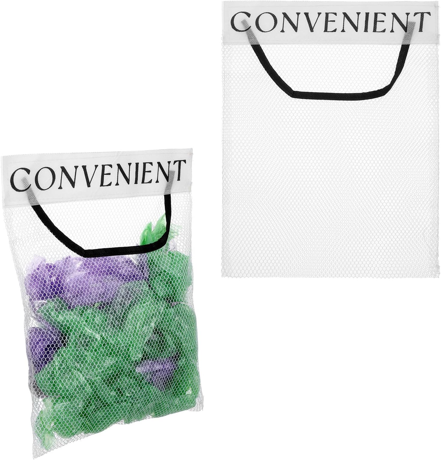 2Pcs Trash Bag Holder Dispenser Sticky Wall Mount Mesh Convenient Storage Organizer, Plastic Bag Dispenser for Grocery Bags, Hanging Mesh Bags for Kitchen, Bathroom