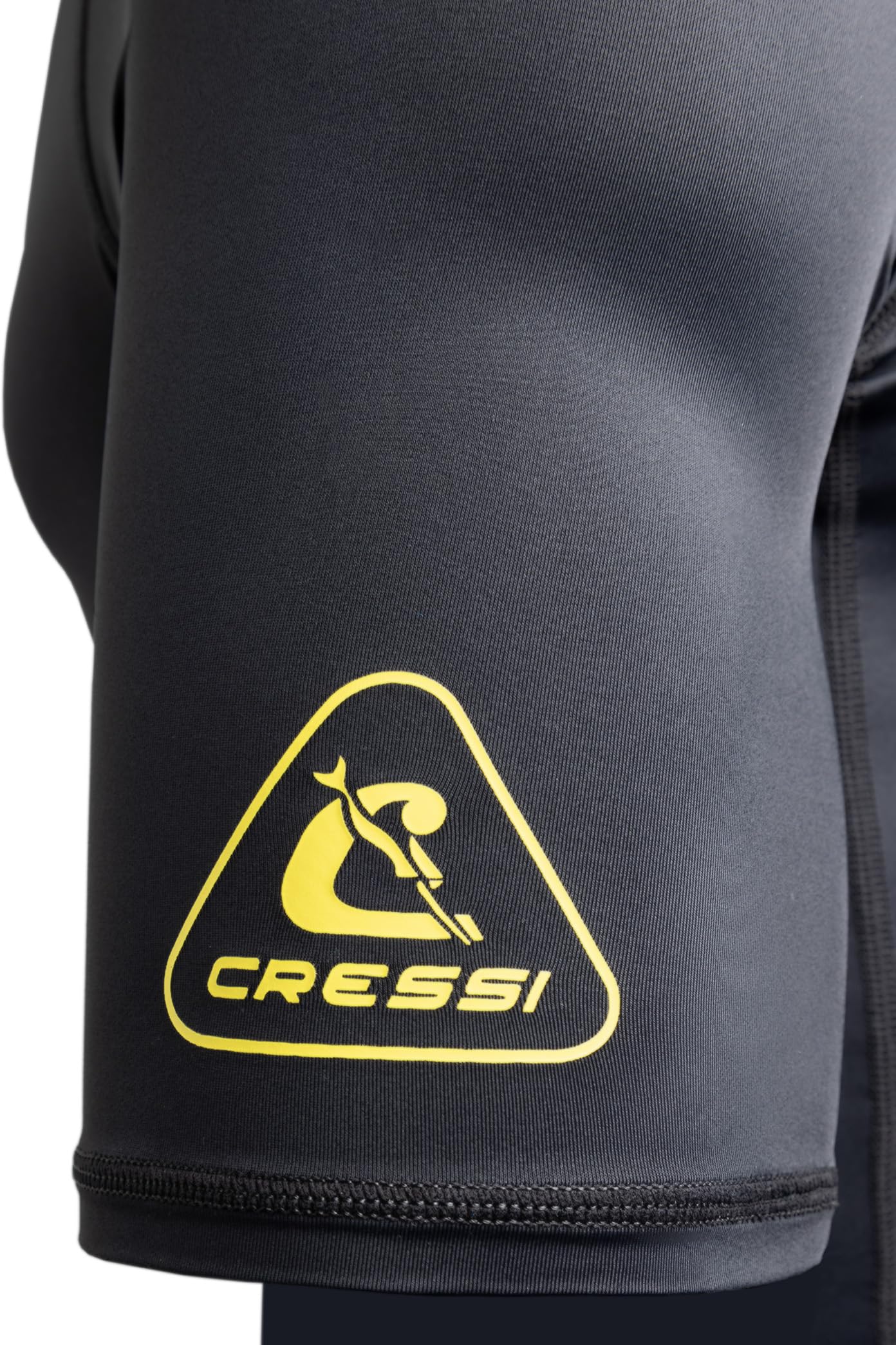 CRESSI since 1946 - Sentinel Man - Short Sleeve Rash Guard UPF 50+ Sun Protection Quick Dry Swimming, Surfing, Diving, Fishing, Beach, Pool and Water Sports - Black/Yellow - S/2 - Men's