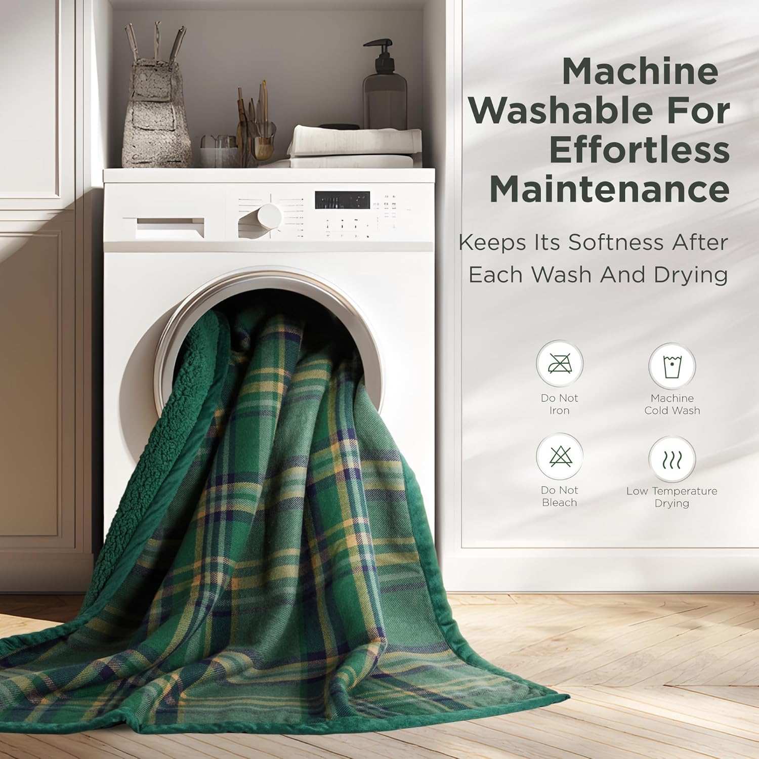 Sophia & William Throw Blanket for Couch Sofa(50x60 Inches) - Reversible Fluffy Soft Blanket, Gifts for Women, Green - Image 5