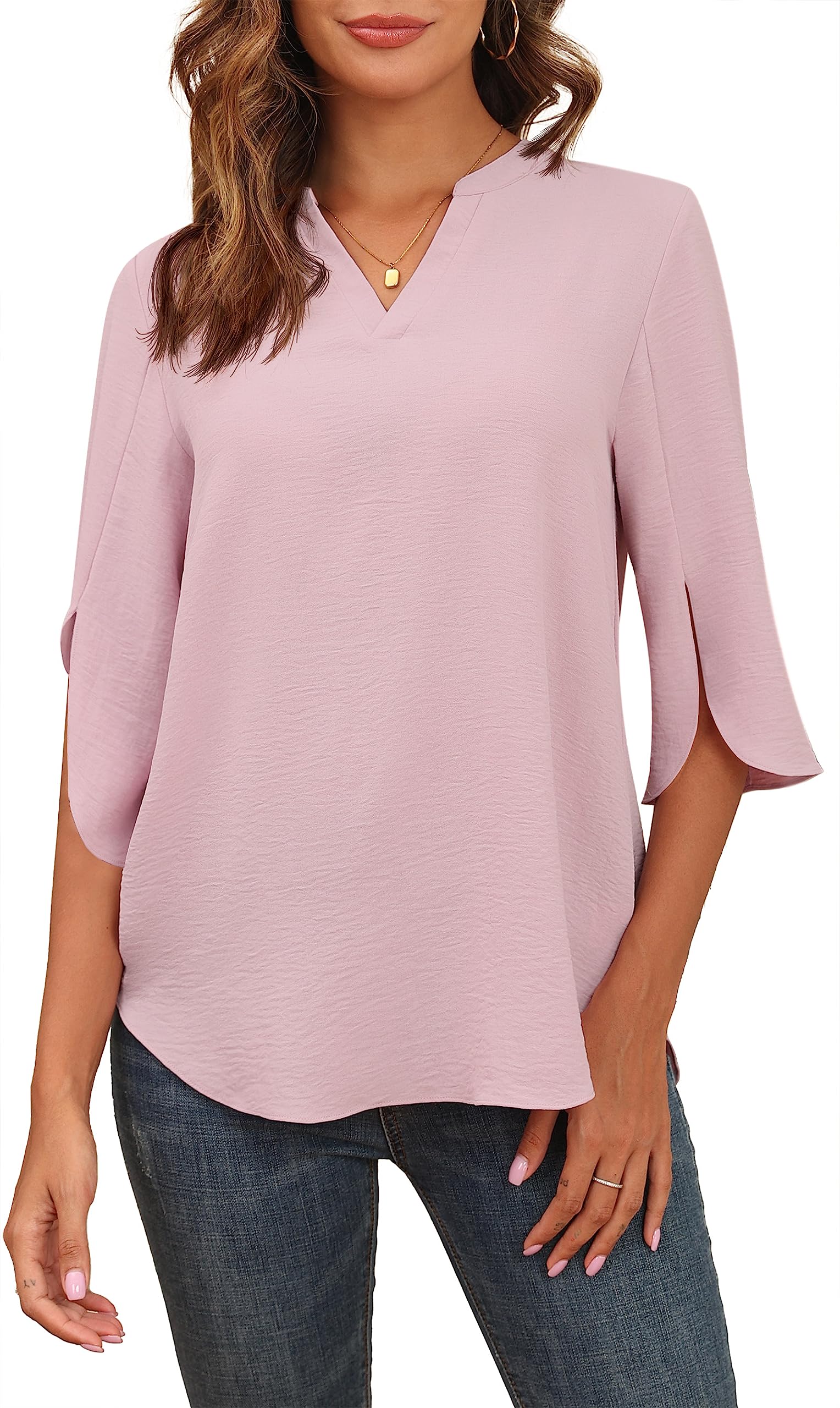 Askyes Blusas de gasa para mujer, de verano, manga corta, cuello en V, holgadas, informales, holgadas, holgadas, elegantes, para leggings, blusa