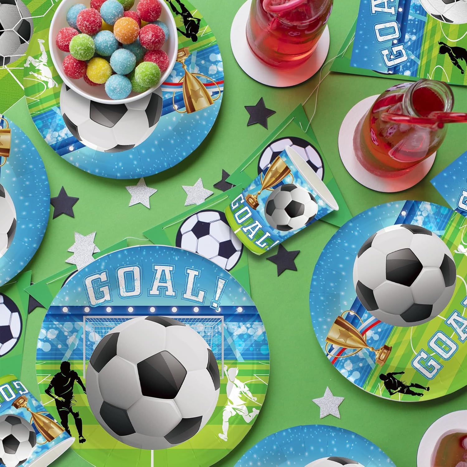 140Pcs Soccer Party Supplies Tableware Set Soccer Plates and Napkins Soccer Birthday Party Decorations Paper Plates Sports theme Dinnerware, Serve for 20 Guest - Image 7