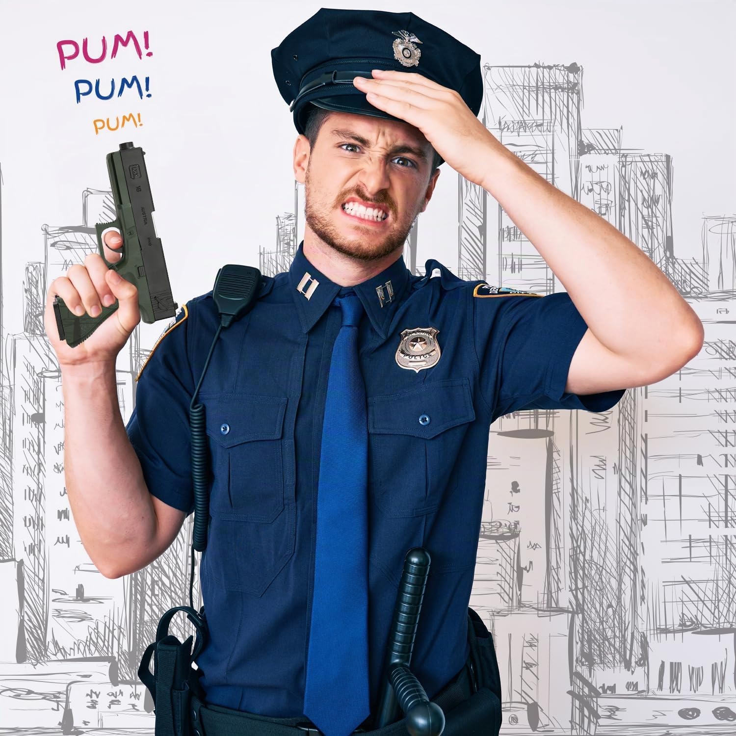 Festicy Pistola giocattolo accessorio per costume per adulti e bambini per carnevale e carnevale come agente segreto