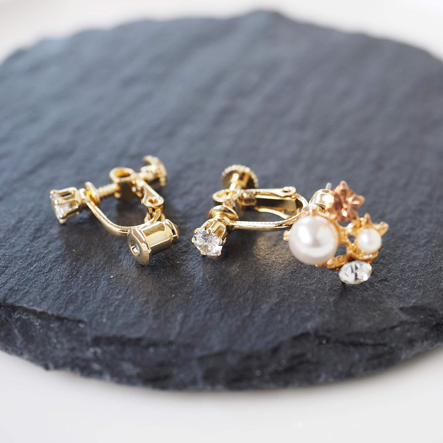 Clip On Earring Converters Gold Silver for Women, Pierced Earrings to Clip-on Non Pierced Crystal Rose Gold Crystal Comfortable