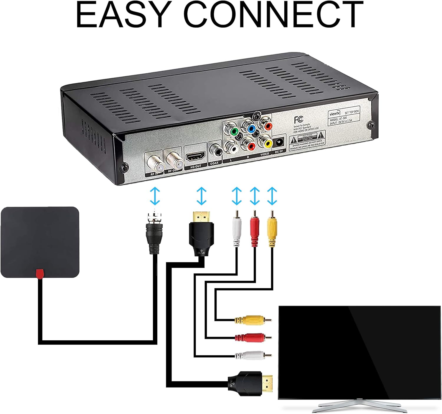 Discount ViewTV ATSC Digital Converter Box for TV, HDMI Cable Recording PVR Function Output USB LED Timer Display AT-300
