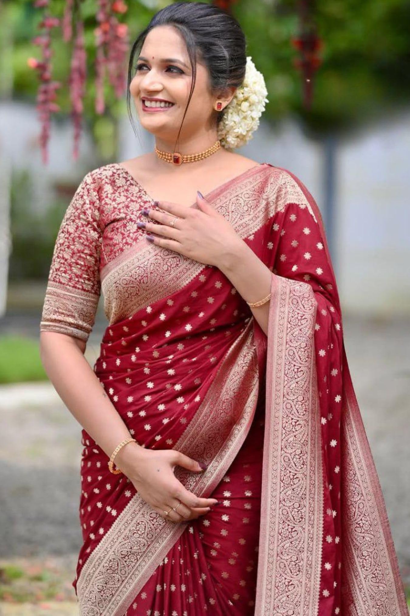 SGF11 Women's Kanjivaram Pure Soft Silk Saree With Blouse Piece (Maroon) product image 2