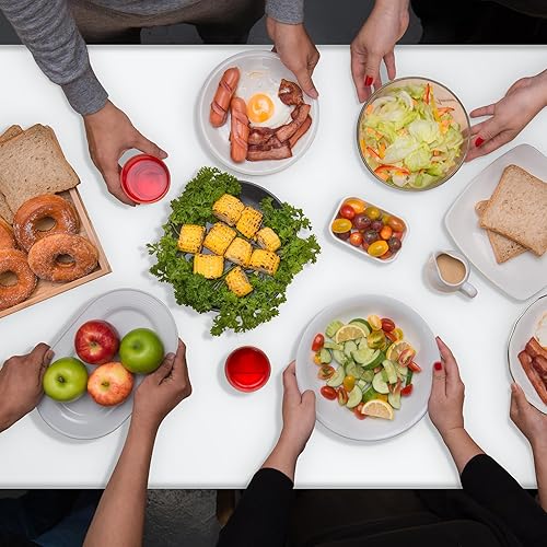 Miniatura 6 de Paquete de 16 manteles de plástico blanco para mesas rectangulares, manteles decorativos desechables blancos de alta calidad para fiestas, manteles