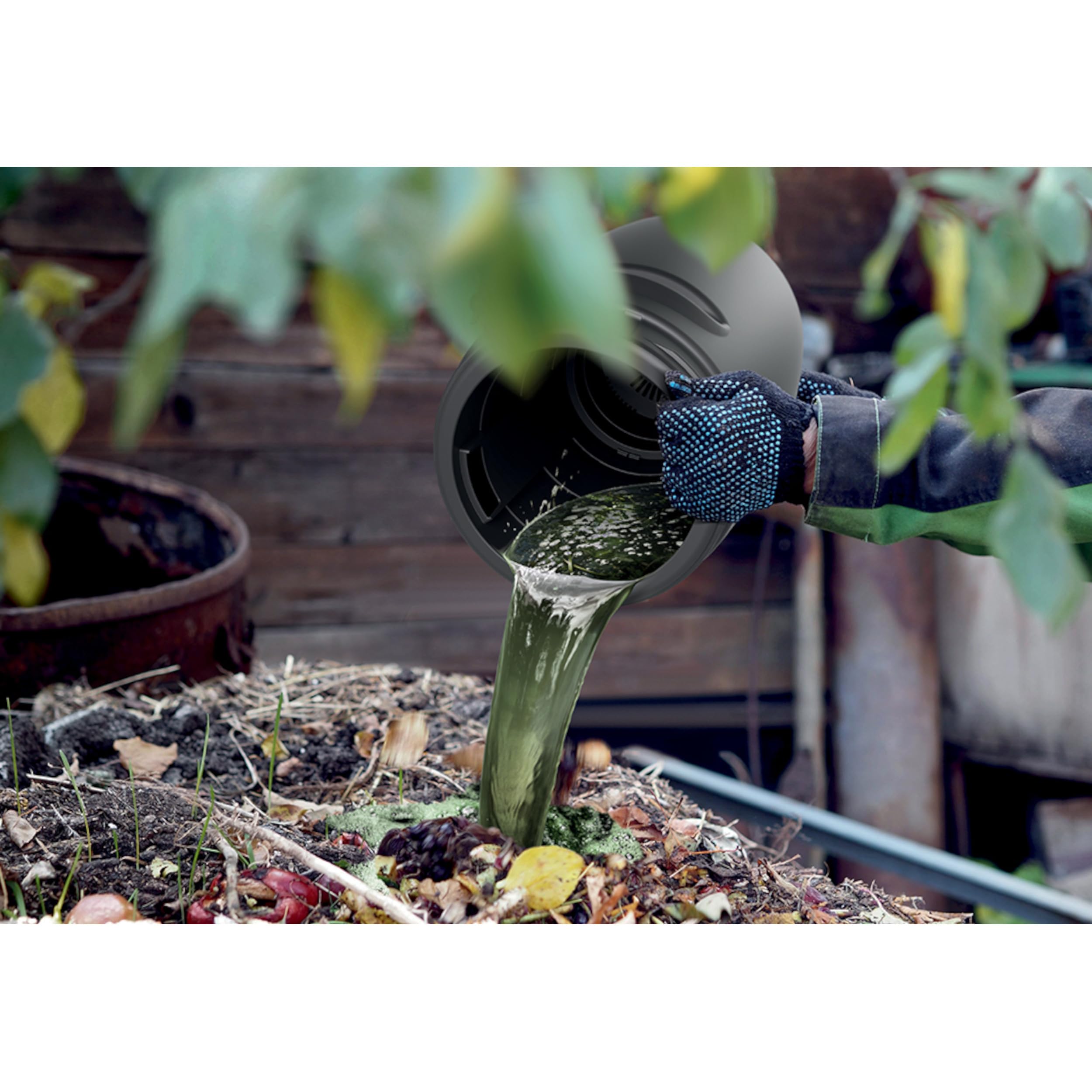 Cubo de basura orgánico para abono con grifo, 25 L, color negro y antracita