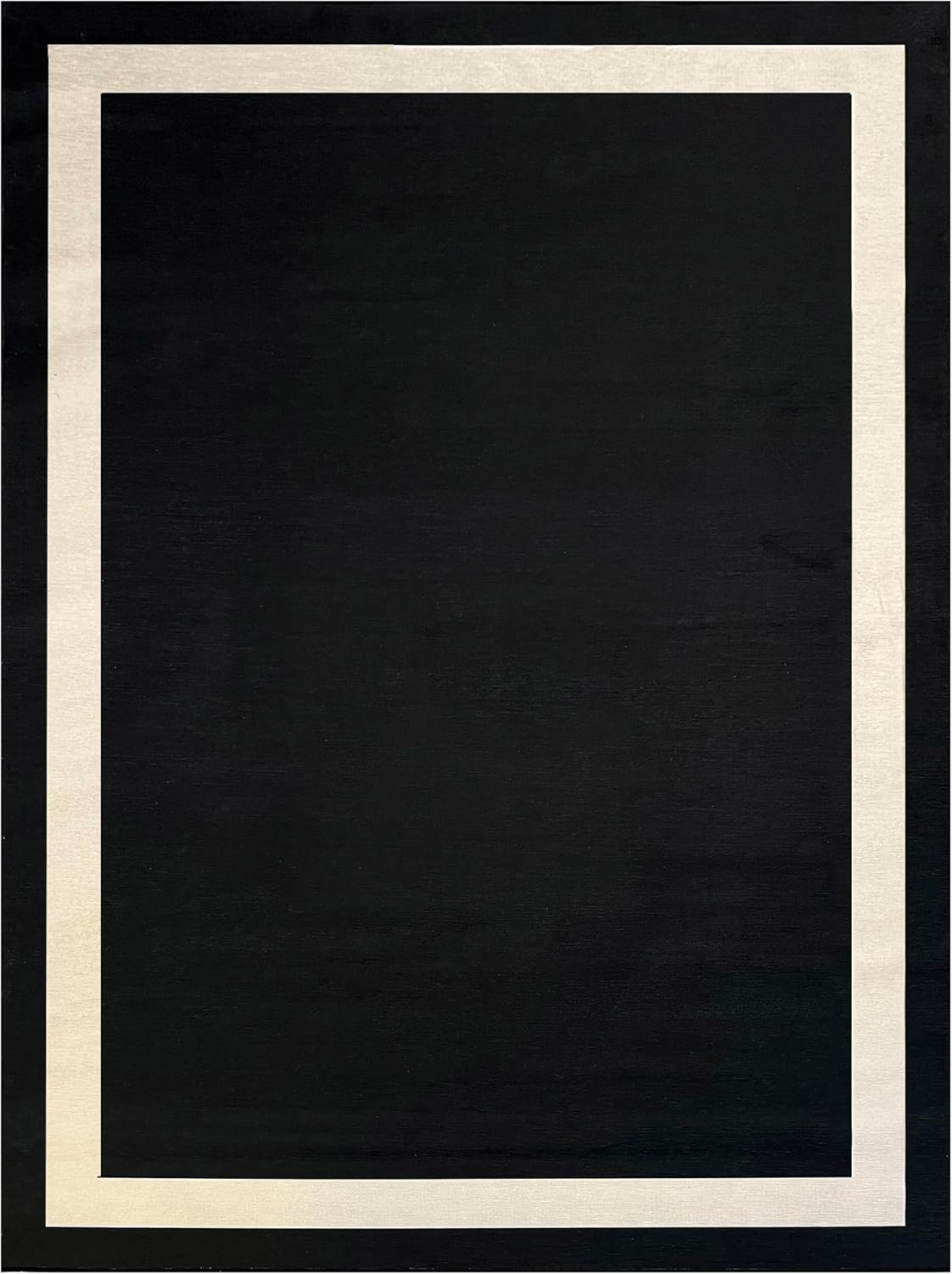Machine Washable Area Rug Non Slip Backing & Ultra-Thin & Stain Resistant & Eco Friendly & Family and Pet Friendly - Everest Geometric Modern Bordered Black & Creme Design 9'x12'