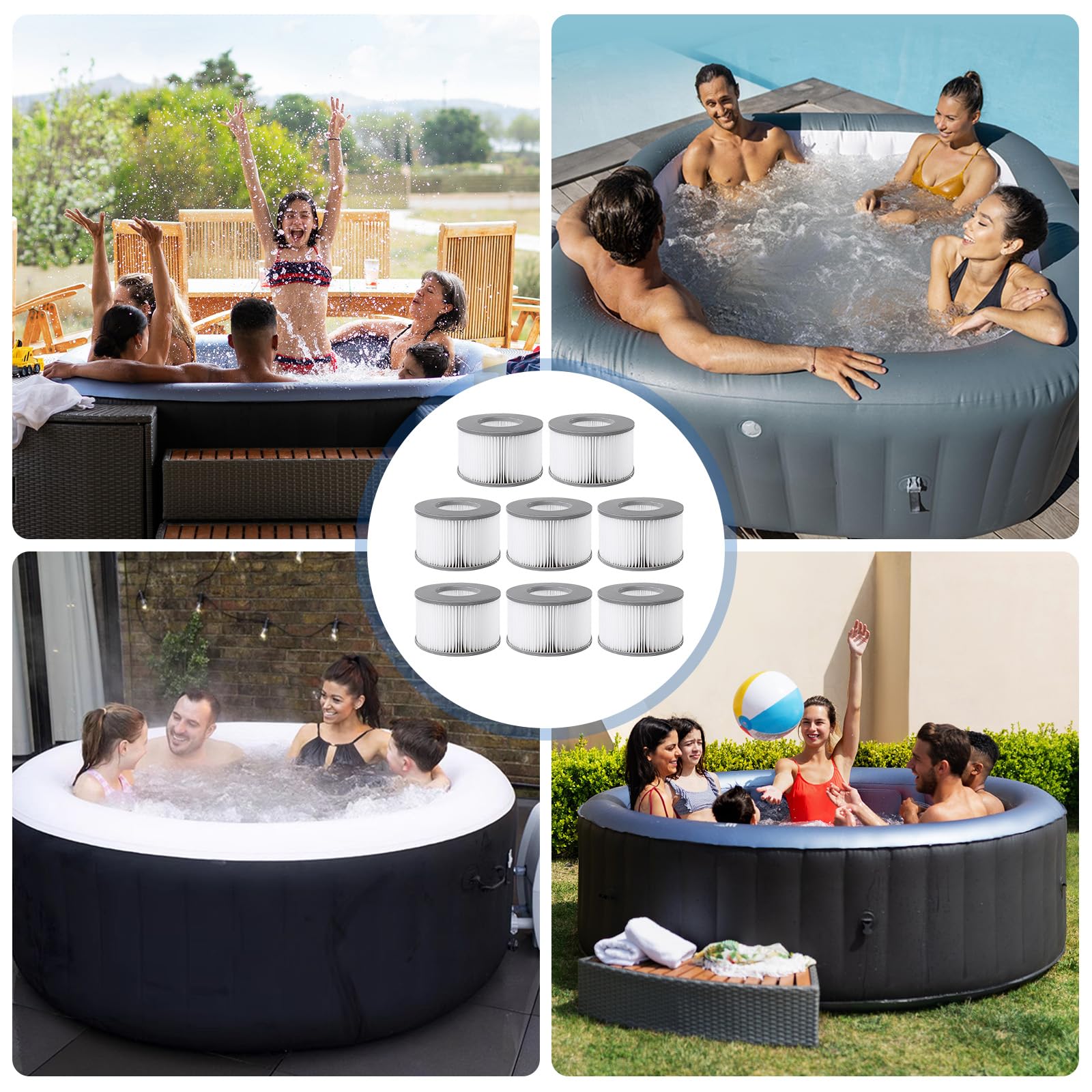 BORDEAG Filtr zamienny do wanny z hydromasażem Mspa, 8 sztuk zamiennych filtrów filtrujących, filtrów basenowych, pompek do gorących łodzi podwodnych i spa