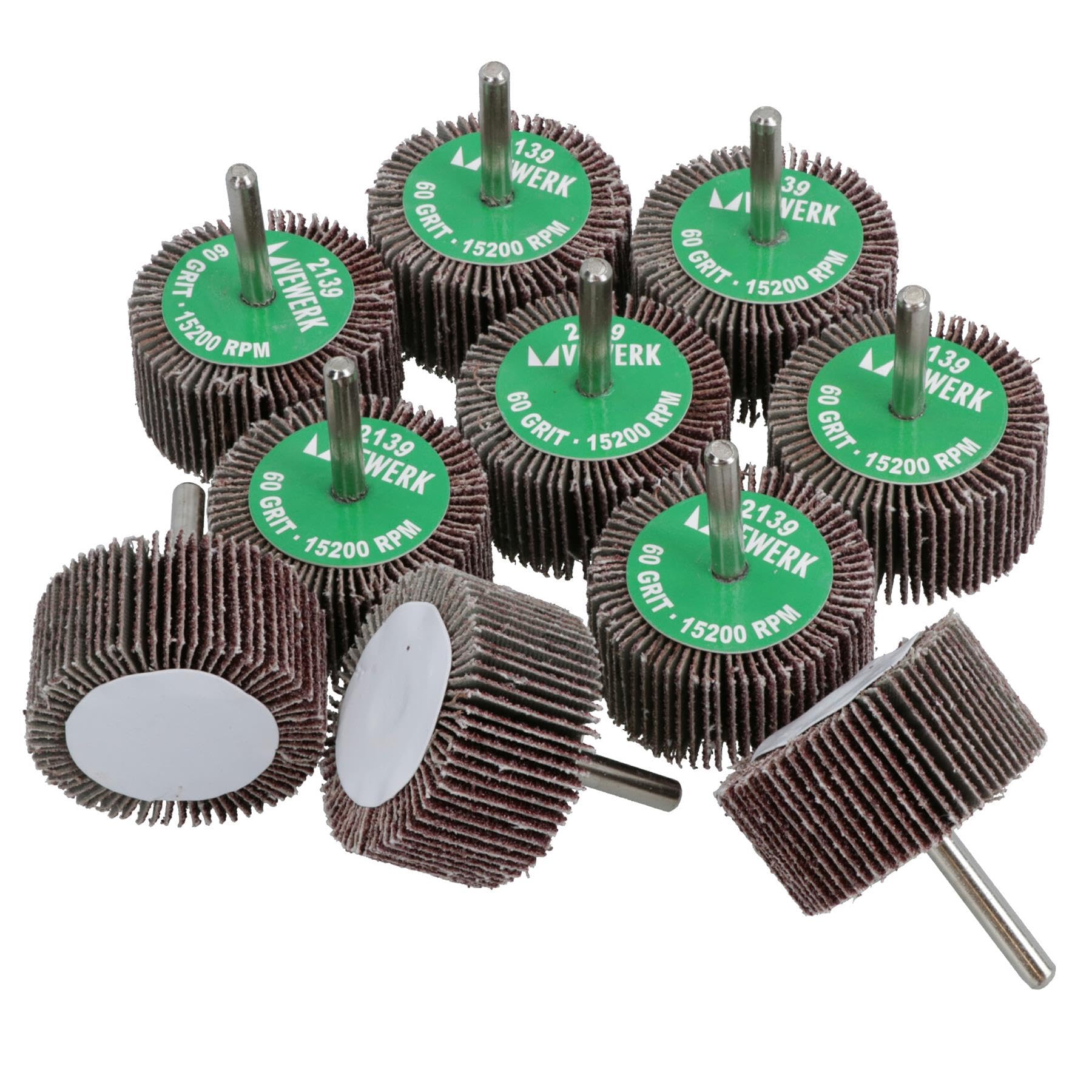60 Grit 50mm Flap Wheel Disc Abrasive Sanding Pads for Drills Grinders 6mm Shank 10pc