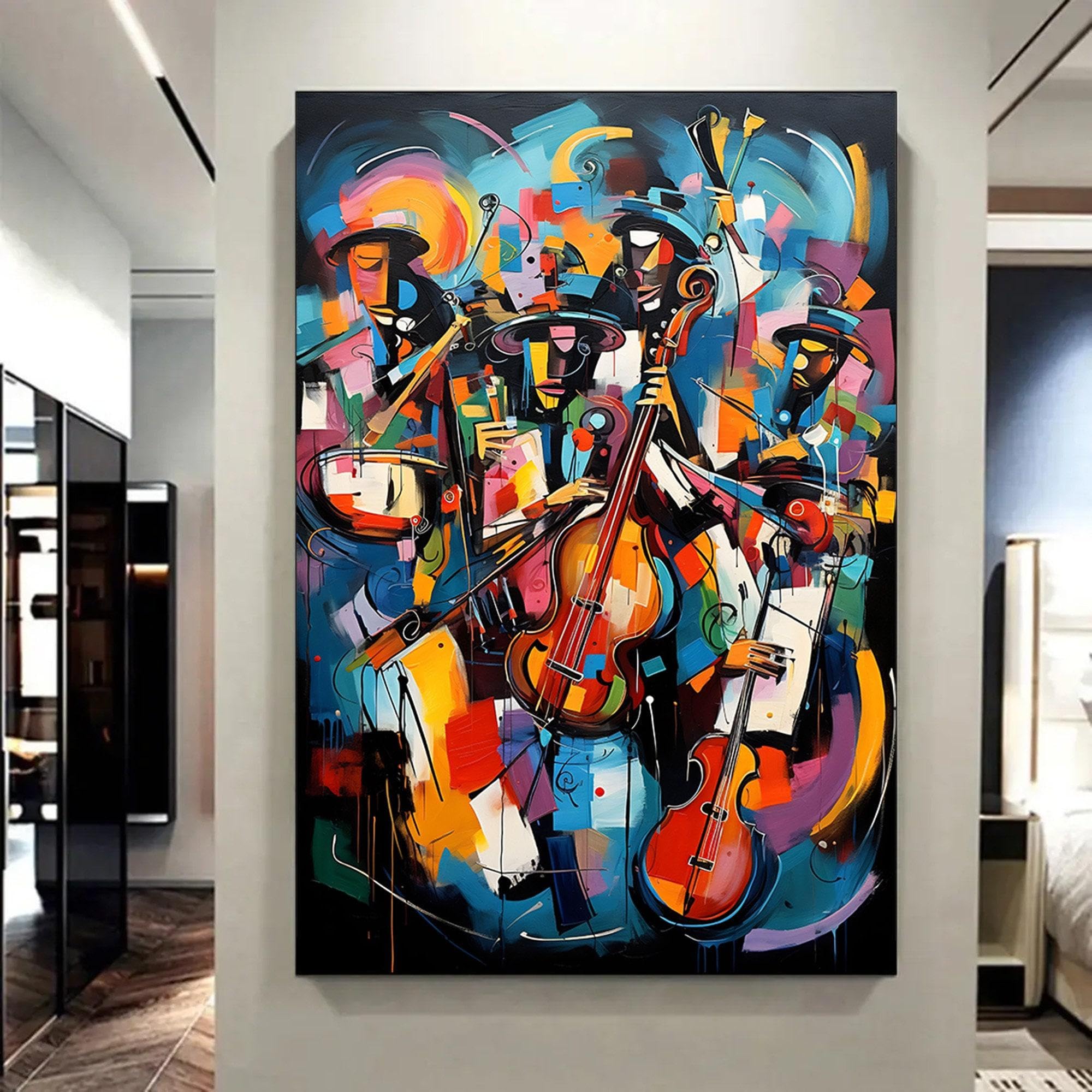 Impression sur toile de jazz colore abstrait déco maison - 8