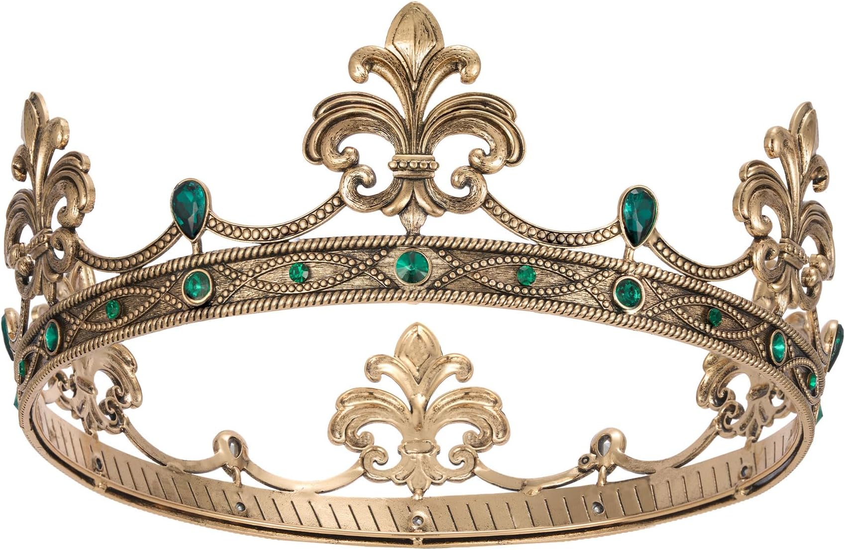 Fleur-de-lis King Crown for Men, Royal Prince Tiara Headwear for Medieval, Royalcore,Knight,Viking,Halloween Costume