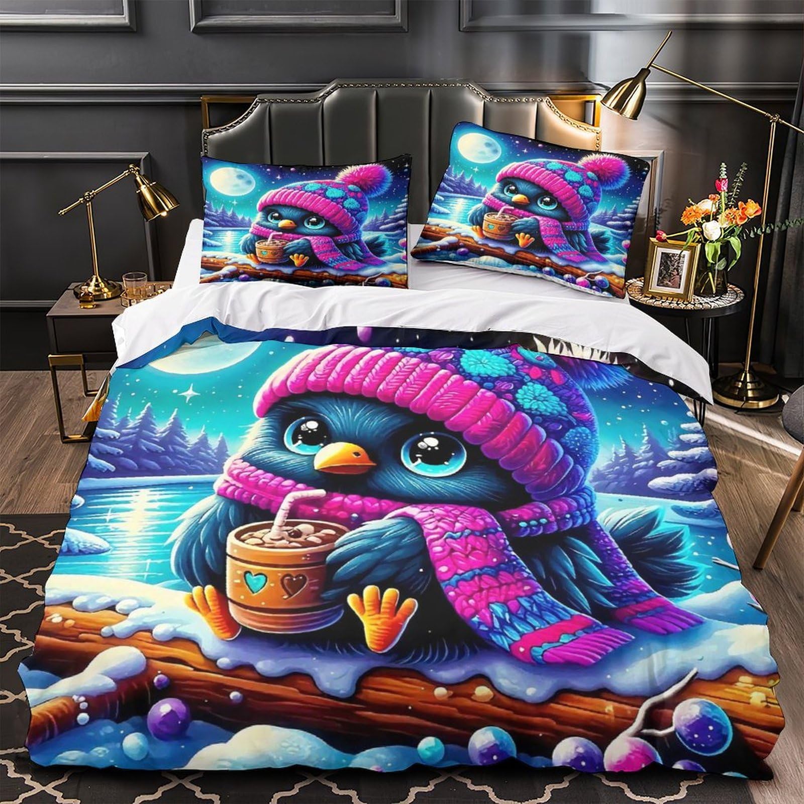 Housse de couette pingouin douce pour calmer le sommeil des enfants agités