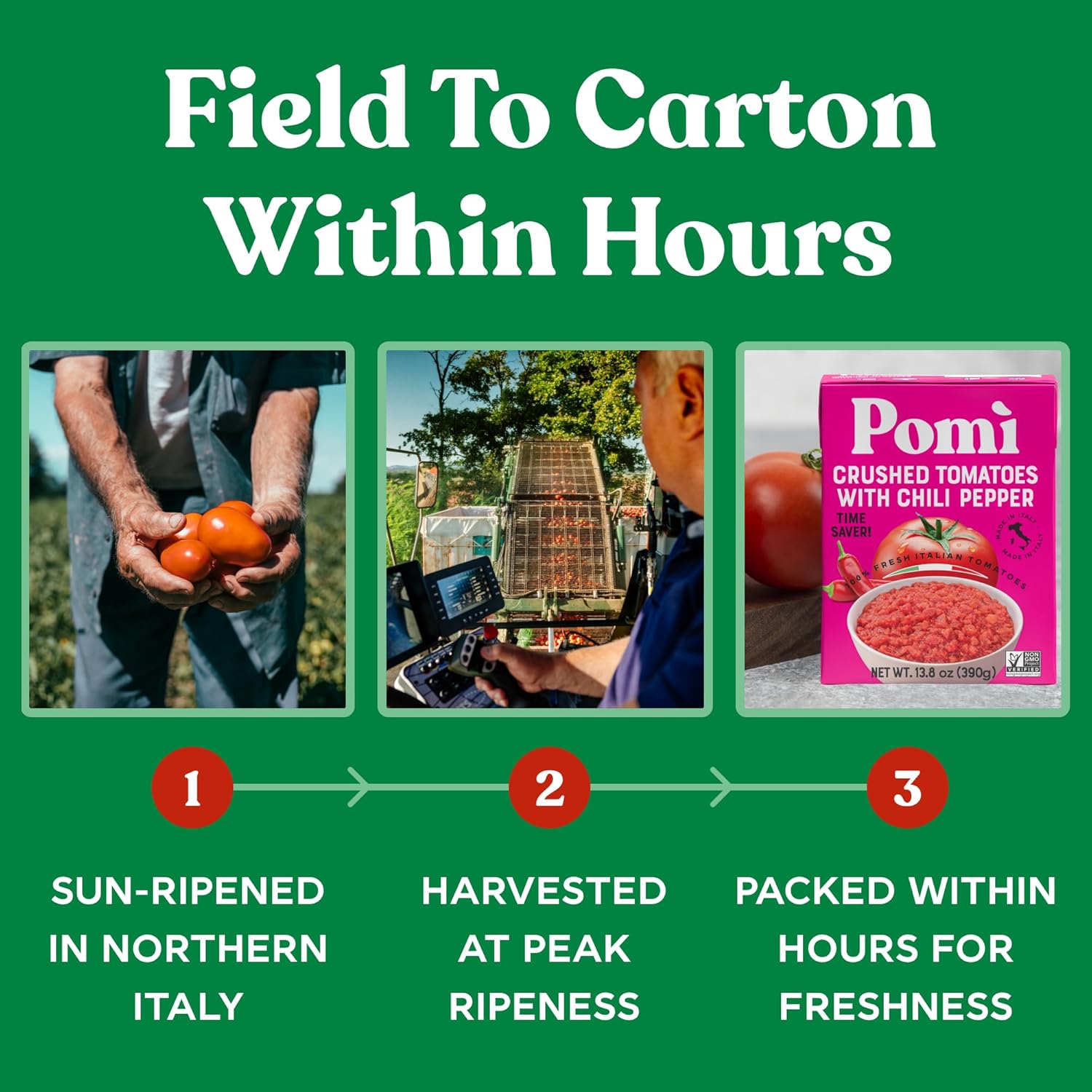 Pomì Crushed Tomatoes with Chilli Pepper 13.8oz (Pack of 12) - Velvety Italian Tomato No Salt Added, No Additives or Preservatives Tomato Crushed BPA free - Made from 100% Fresh Italian Tomatoes