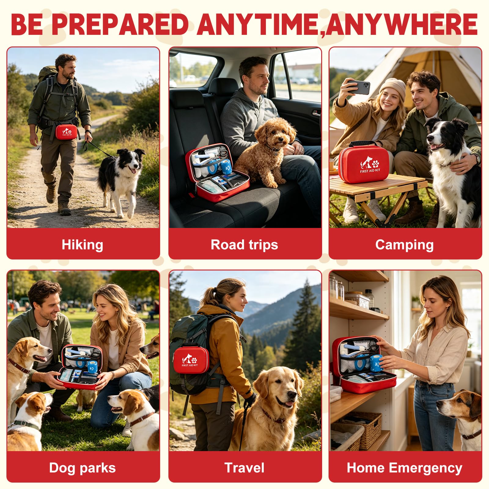 AOBOPLE Haustier-Erste-Hilfe-Set, Haustier-Notfall-Set für Zuhause, Büro, Reisen, Outdoor- und Notfallbedarf zur Behandlung von Hunden, Katzen, reisefreundliche, kompakte Tasche für Zuhause, Camping