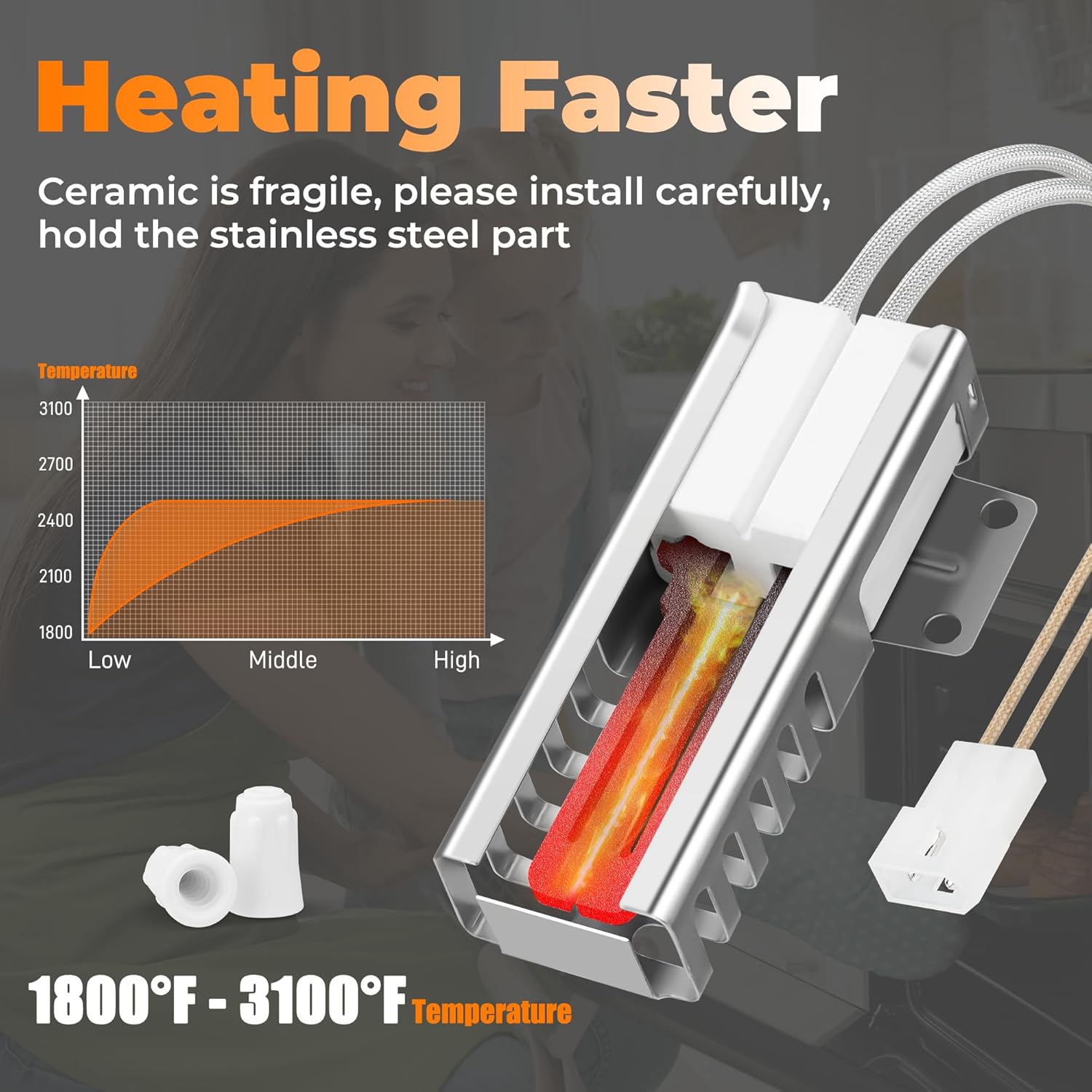 W10918546 Oven Igniter for Whirl-pool A-mana E-state Ro-per May-tag M.agic-Chef I-kea (SF1/2/3, TGP, VSF, WFG, YSF, AGG, AGR, FGP) Gas Range W10918546 98005652 3186491 W10140611 by NISHCON