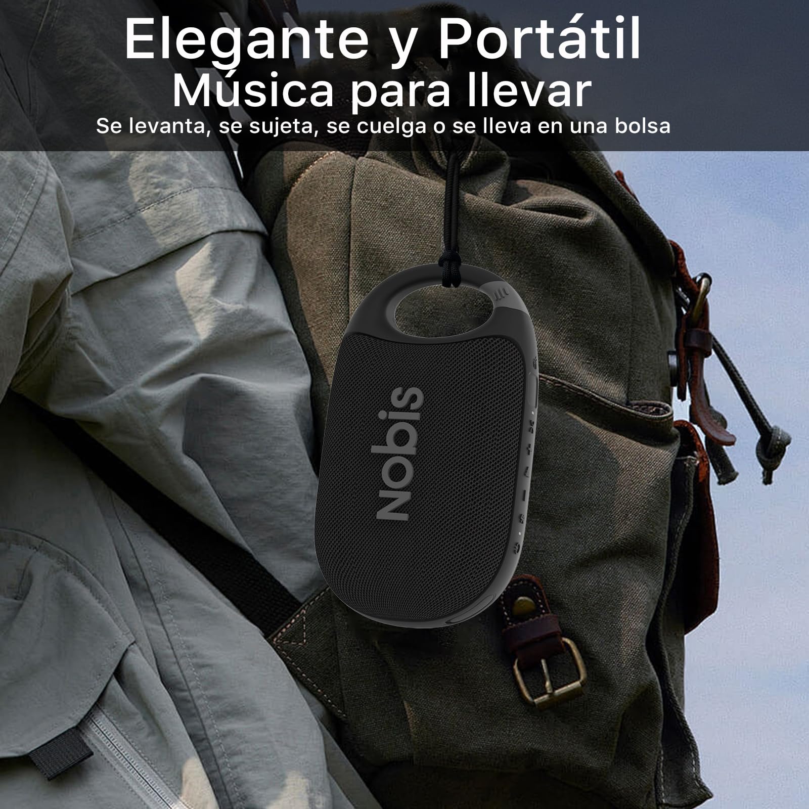 NOBIS Clip N1 Altavoz Portátil IP68 Resistente | Bluetooth 5.3, 24h de autonomía, impermeable y resistente al polvo – perfecto para ducha, piscina, camping y viajes