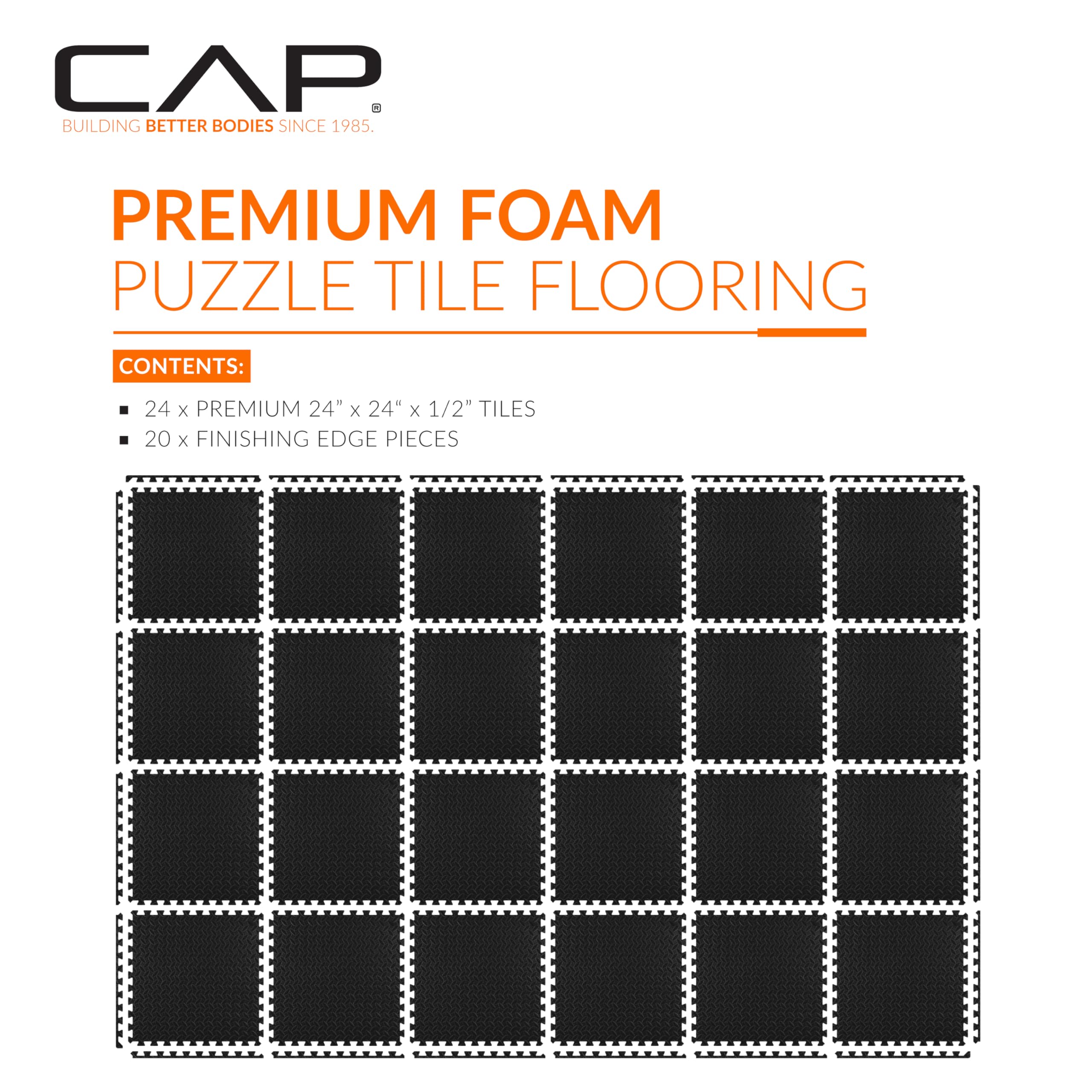 CAP Barbell 1/2-Inch Interlocking EVA Foam Exercise Puzzle Mats - 4 Pack | 24