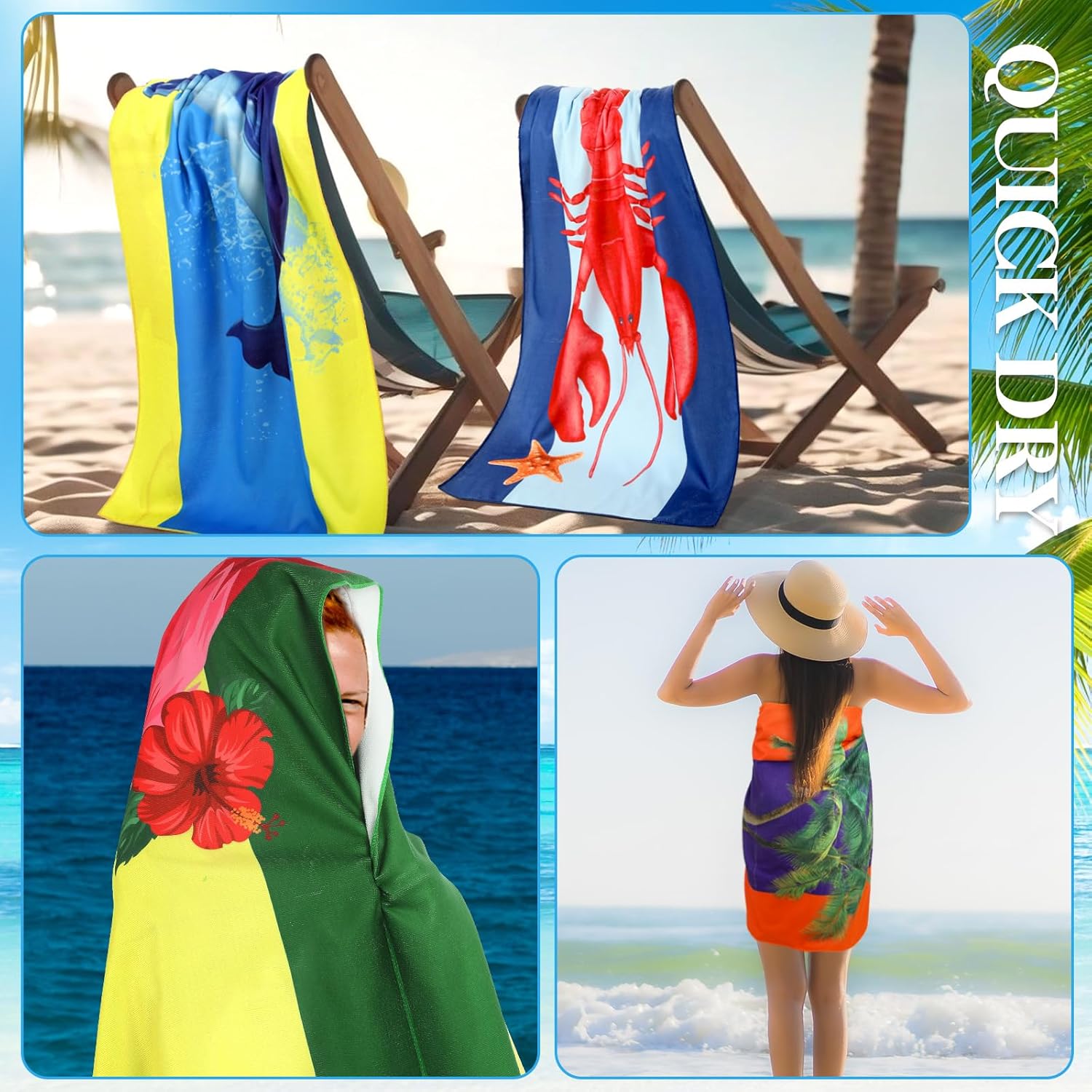 SmoothNovelty 10 Pack Microfiber Lightweight Oversized Beach Towels Pool Towel Bulk 59 x 28 in, Large Quick Dry Blanket Sand Proof Absorbent Soft Bath Swim Towel for Adults Teens Sports Travel Camping