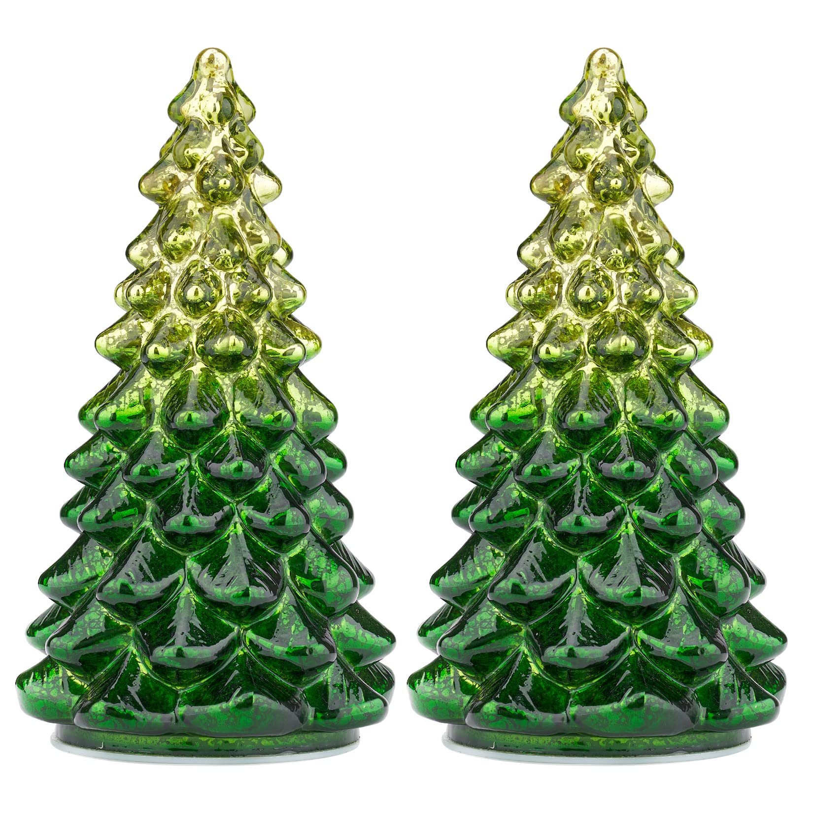 Osfvn Mercury Glass Christmas Tree Green Xmas Trees Decorations Table Top Centerpiece Mantel Window Home Decor