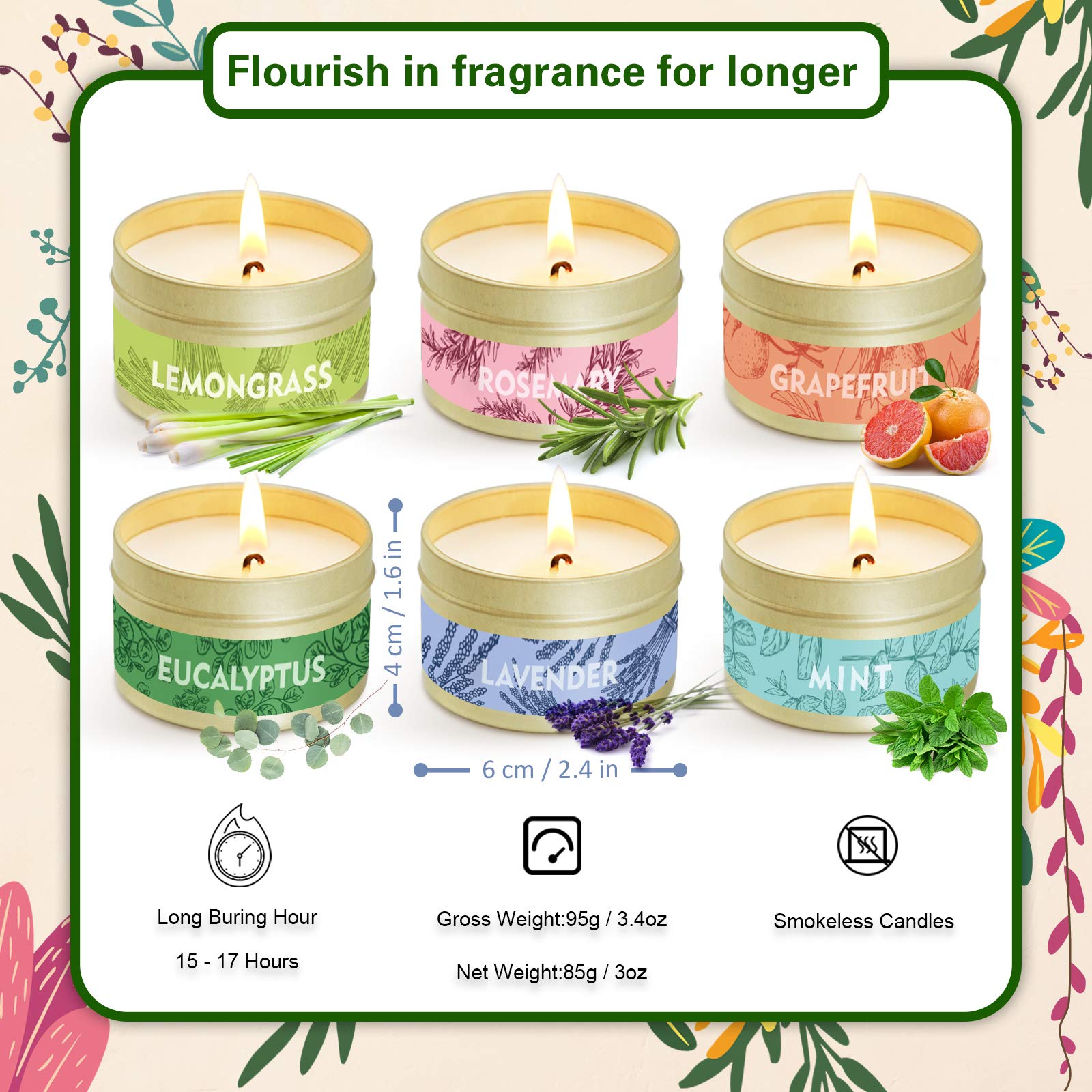 Amazon.co.jp: 香り付きキャンドル、香り付きキャンドルギフトセット