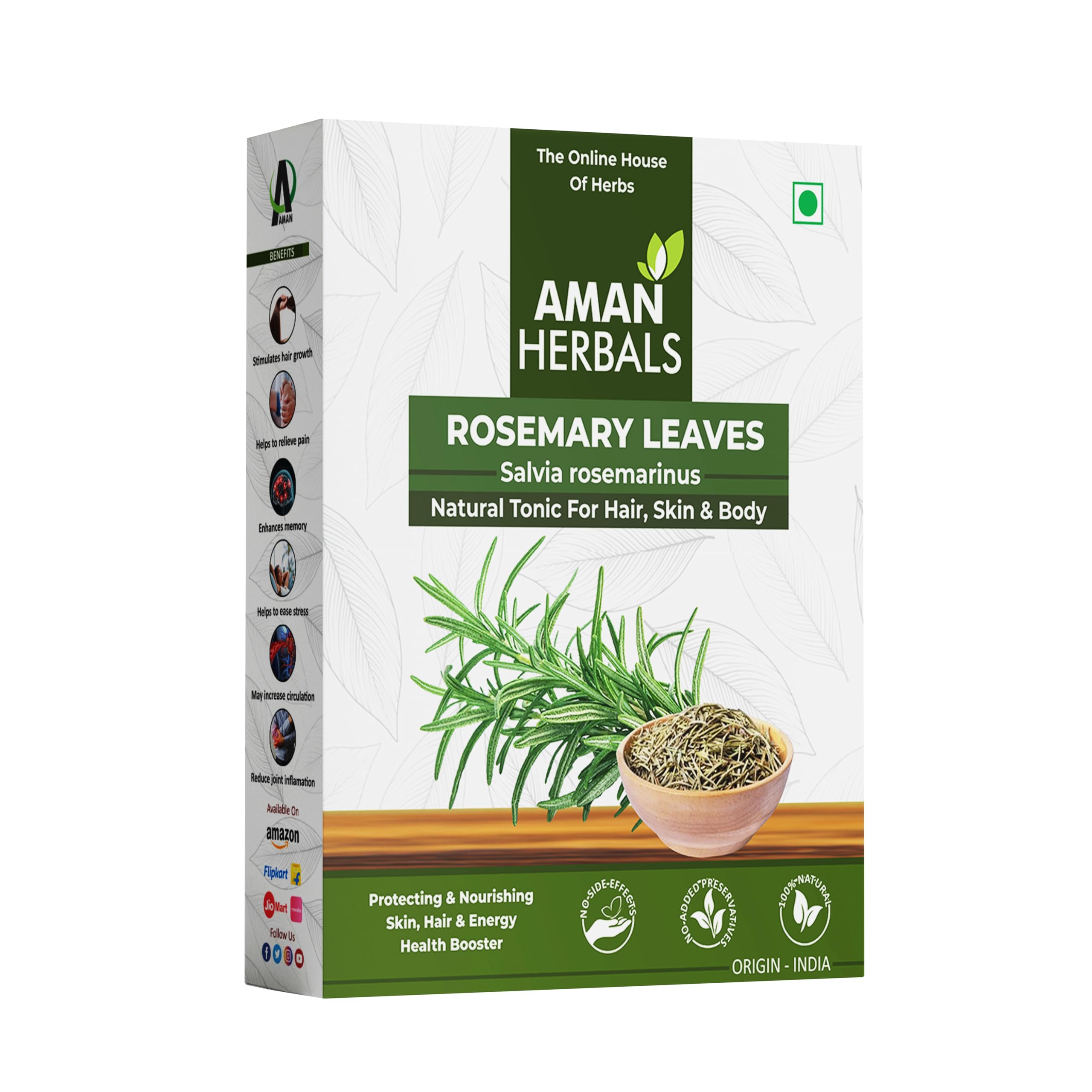 AMAN HERBALS - Organic Dried Rosemary Leaves - 100% Pure & Natural, Non-GMO, Gluten-Free, Perfect for Cooking, Teas, and Aromatherapy (100 gm pack of 1) (B0D9YB9ZBX) Amazon Price History, Amazon Price Tracker