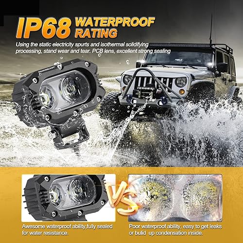 Miniatura 6 de Auxbeam Cápsulas LED de cubo de 4 pulgadas, luces superbrillantes de 60 W, luces auxiliares de conducción de inundación, luz de conducción de