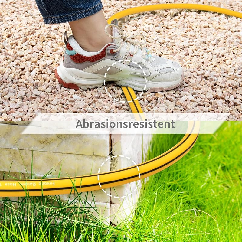Fevone Kerti Locsolótömlő 50m - 13mm Átmérőjű, 4 Rétegű, 25 Bar Nyomásálló, Csavarodásmentes, Tartós Sárga/Fekete Prémium Locsolócső