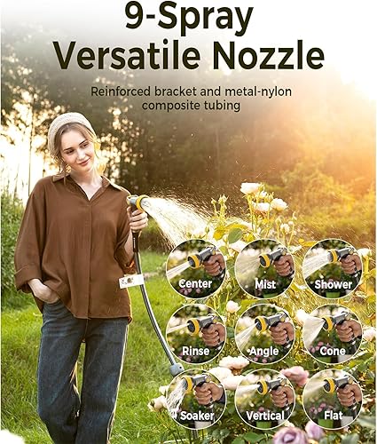 Miniatura 8 de GLAHODEN Carrete de manguera de jardín retráctil de 1/2 pulgadas x 65 pies, 2025 Actualizado con doble bloqueo de trinquete, protección UV y contra