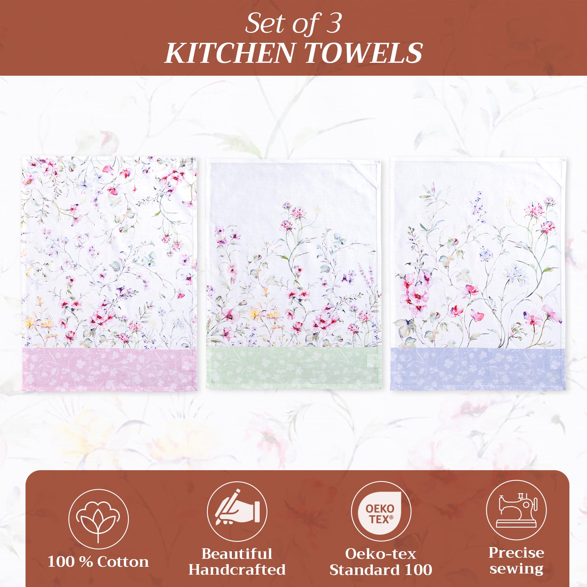 Maison d' Hermine Kitchen Towels Set of 3 100% Cotton 27.50