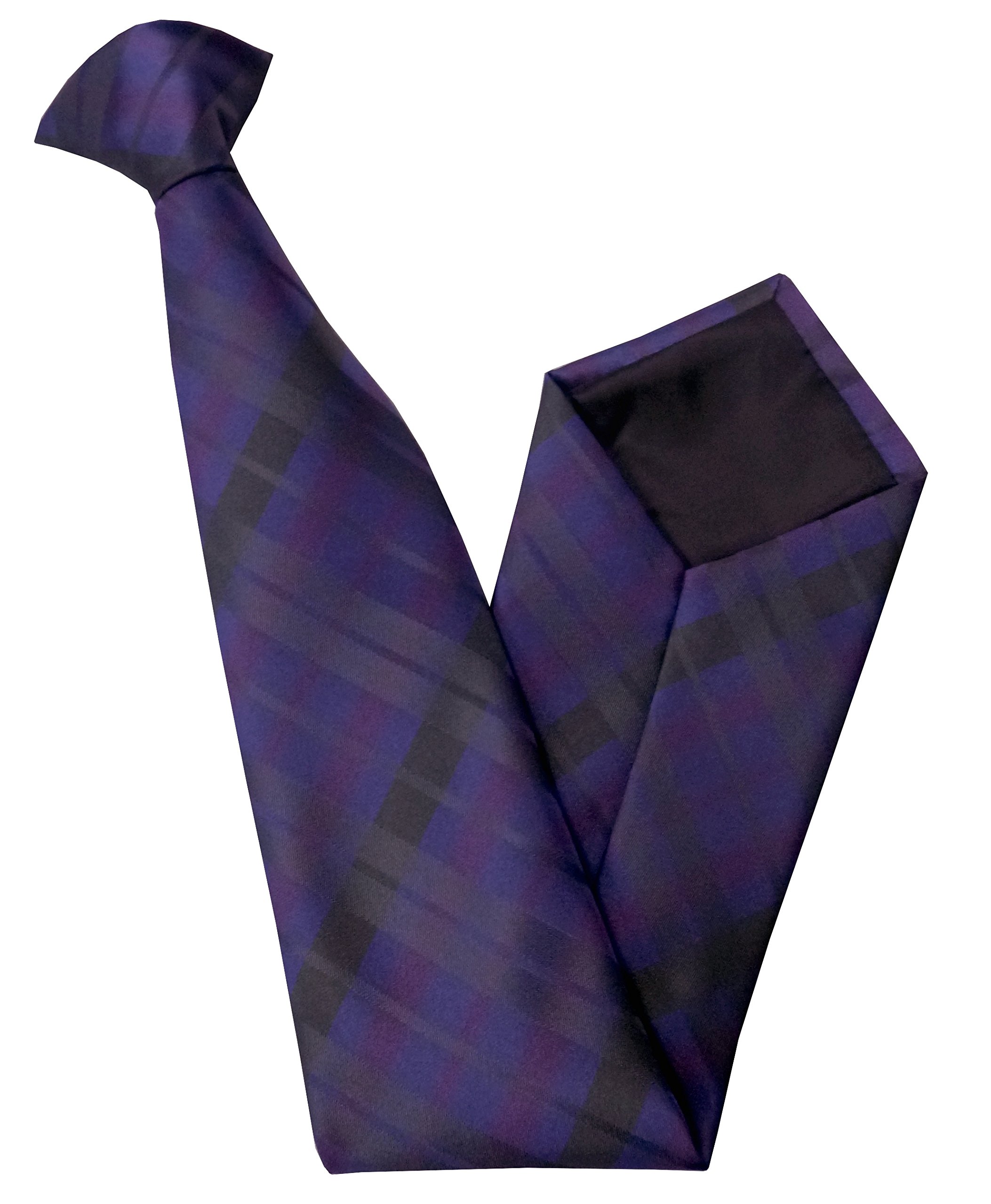 Men's Purple & Black Tartan Clip On Neck Tie