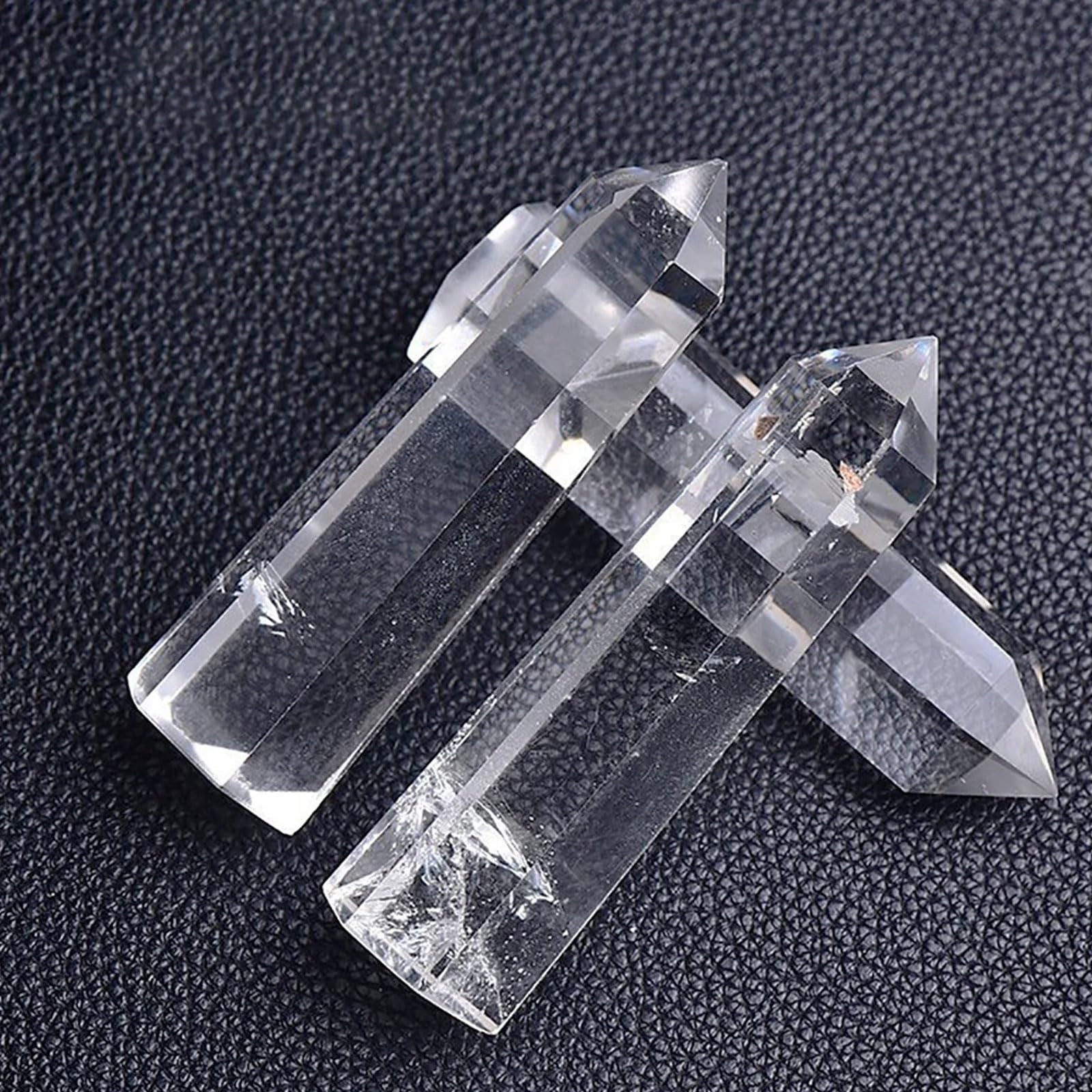 3PC natürlicher Bergkristall-Stab Reiki-Heilkristallpunkt | Weißer Kristallsäulenstein, sechseckiger Obelisk, Heimbüro-Dekoration, Meditationstherapie