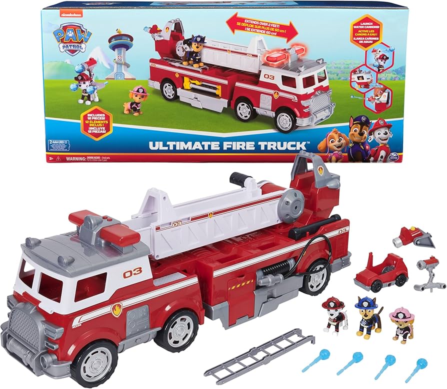 PAW PATROL Ultimate Rescue クレーン付きトラック Amazon.com: PAW Patrol Ultimate Rescue Fire Truck with 2 Ft