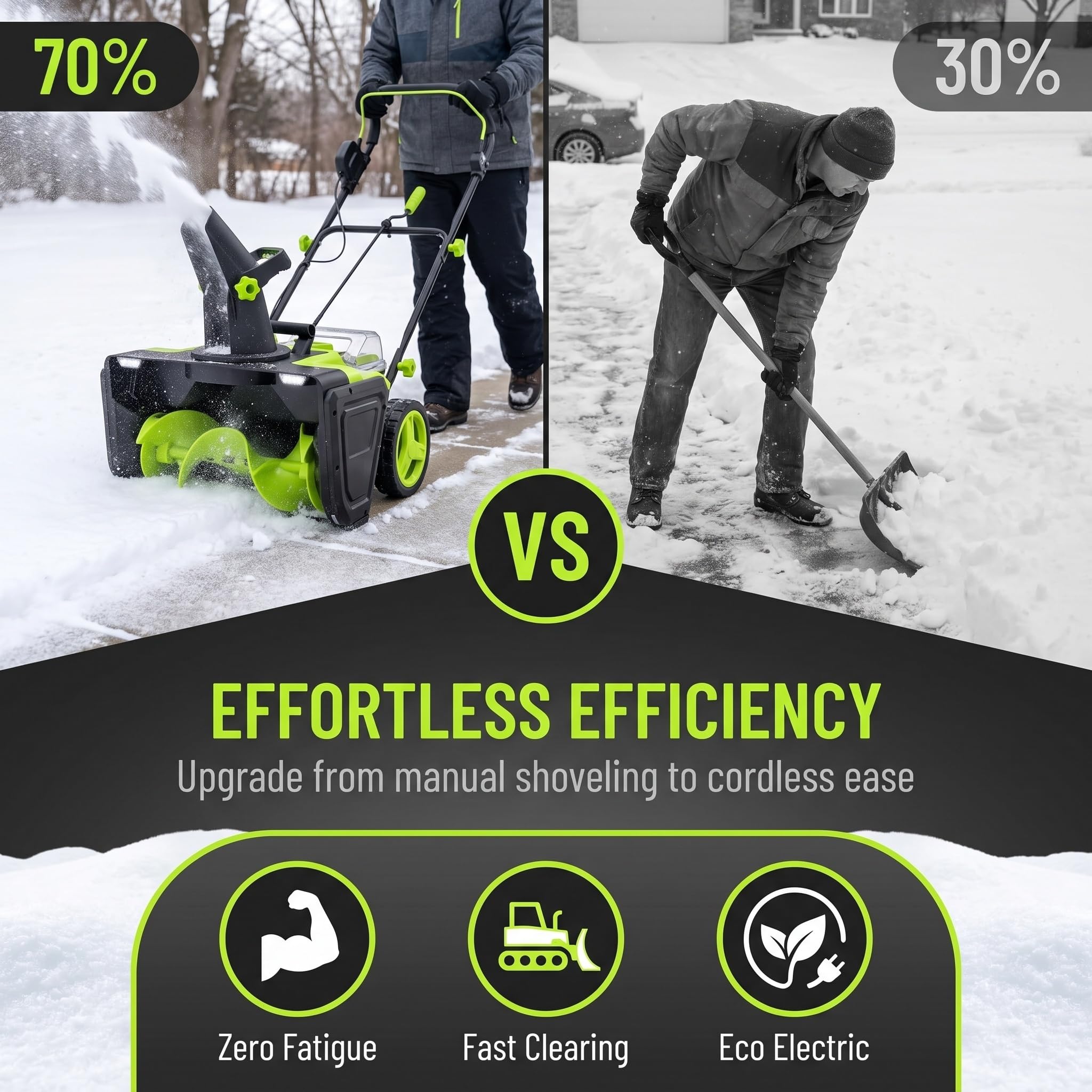 Soplador De Nieve Inalámbrico, Soplador De Nieve Eléctrico Sin Escobillas con Conducto De Descarga Ajustable, Faros Led, Ancho De Limpieza De 50 Cm para La Remoción De Nieve En Entradas De