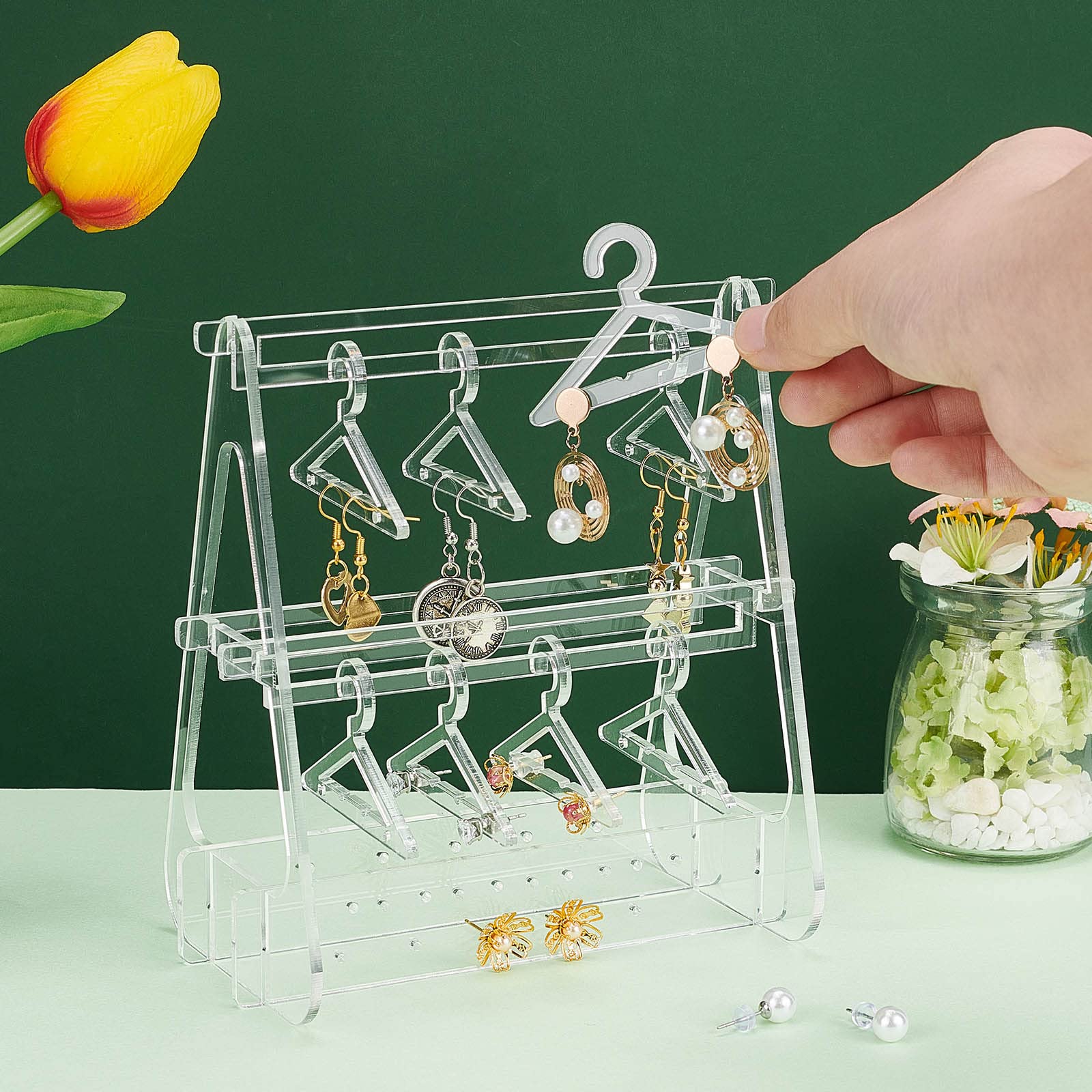 Amazon｜SUPERFINDINGS 2階 イヤリングホルダージュエリーハンガー