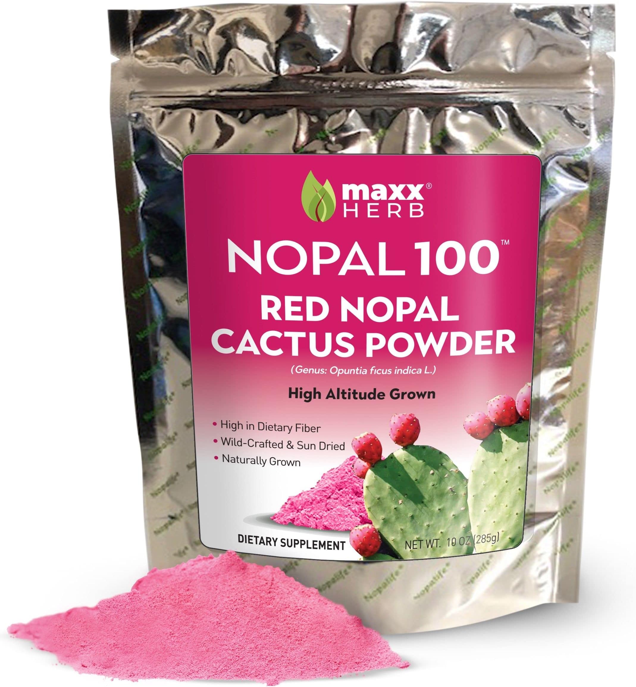Red Nopal Cactus Powder, Prickly Pear Powder - for Digestion & Immune Support, High in Dietary Fiber, Vegan, Non-GMO and Gluten Free - 10 Oz Bag (28 Servings)