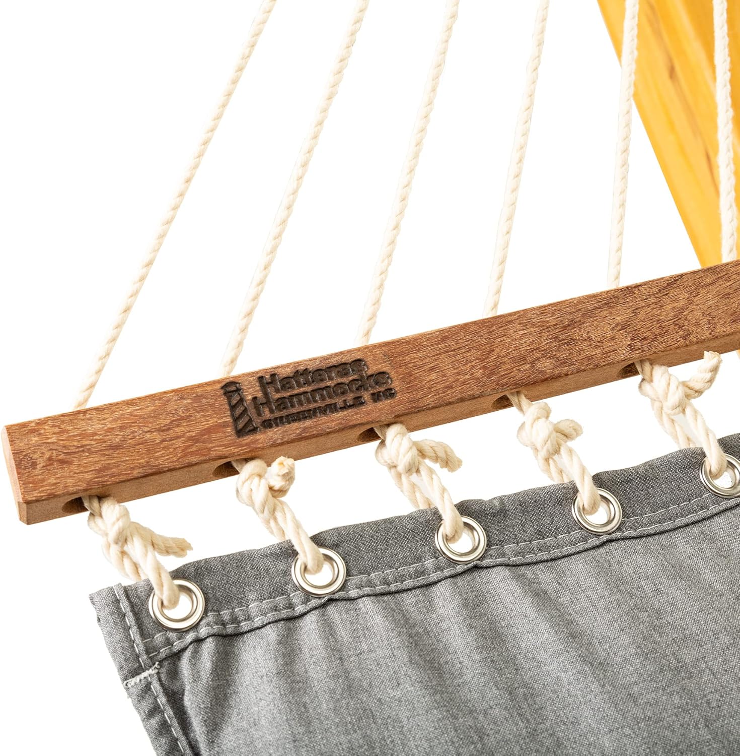 Hatteras Hammocks Cast Slate Sunbrella Pillowtop Hammock with Free Extension Chains & Tree Hooks, Handcrafted in The USA, Accommodates 2 People, 450 LB Weight Capacity, 13 ft. x 55 in.