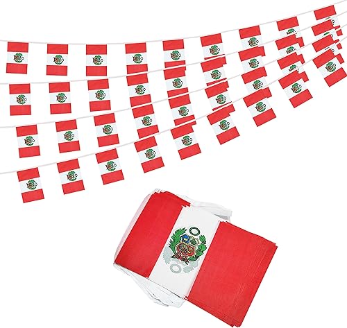 Miniatura 111 de Bandera argentina de 50 pies con cadena de bandera argentina, mini bandera argentina pequeña, para decoración de fiestas, tiendas y bares