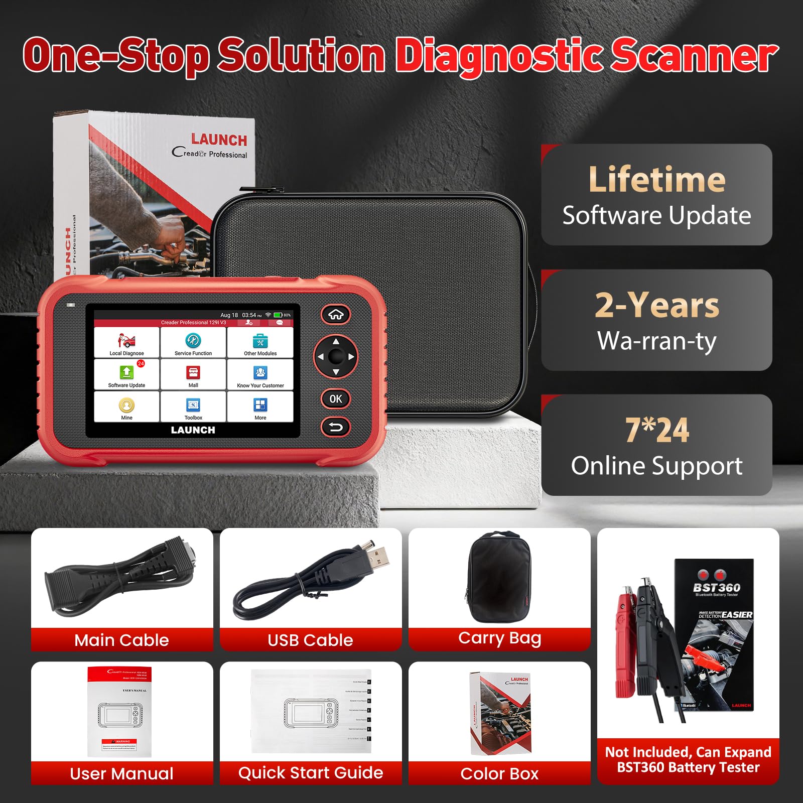 LAUNCH CRP129i V3 OBD2 Auto Diagnostica, 4 Sistemi Diagnosi Auto Professionale in Italiano,12+ Resets (Oil/DPF/ABS/SAS/Brake/BMS/TPMS/Injector/AFS/Throttle Calibration),CAN-FD&DOIP, Aggiornamento WiFi